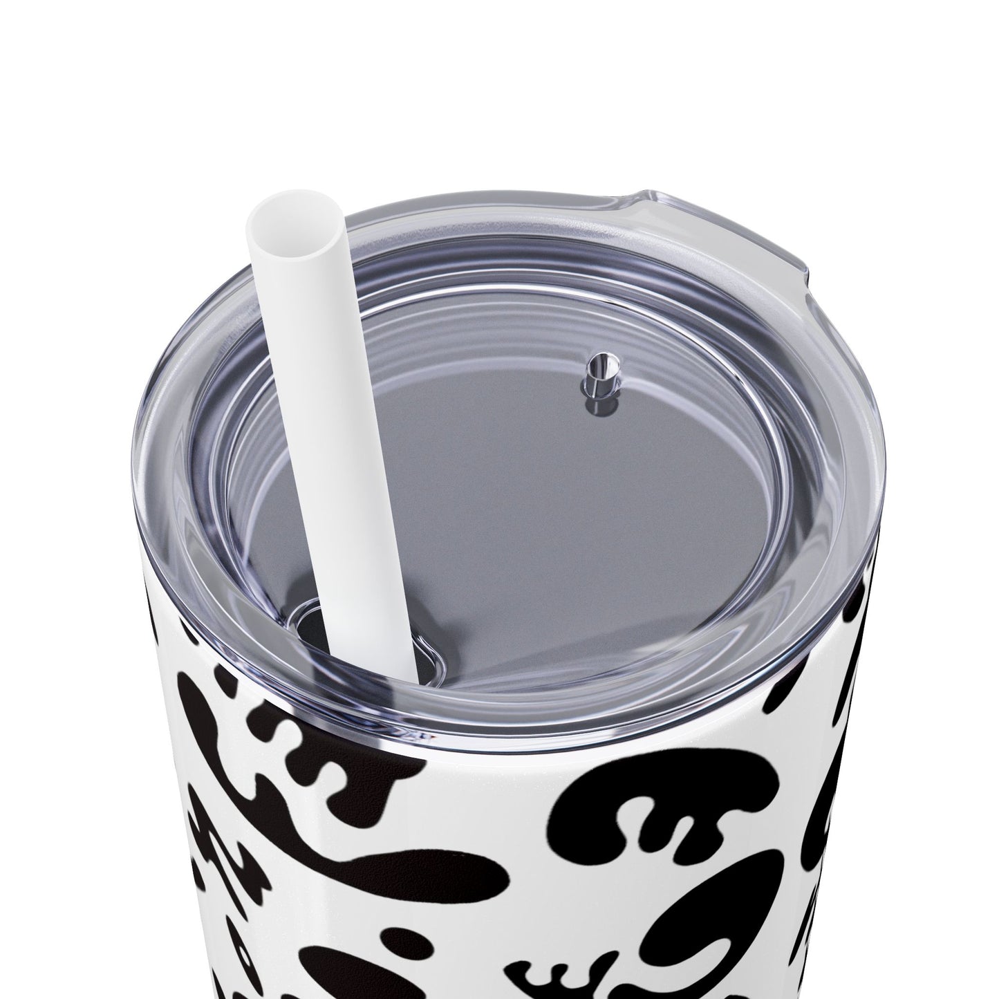 Mirror Work Skinny Color Tumbler w Straw - Smoke Signal Black Print