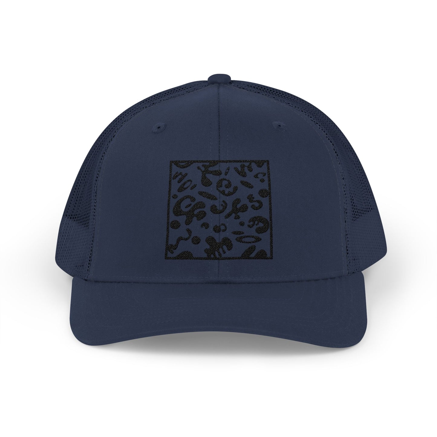 Adorn'd Square Embroidered Retro Trucker Hat - Smoke Signal Black