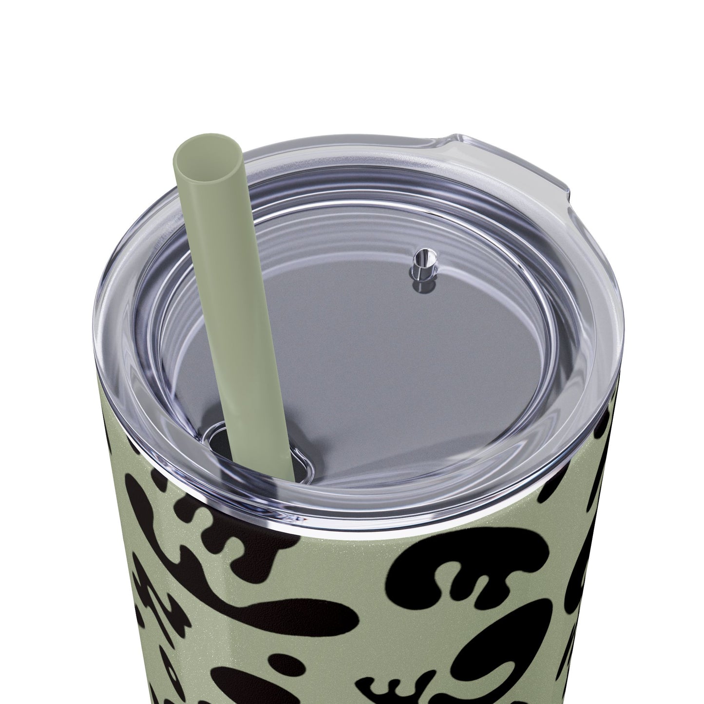 Mirror Work Skinny Color Tumbler w Straw - Smoke Signal Black Print