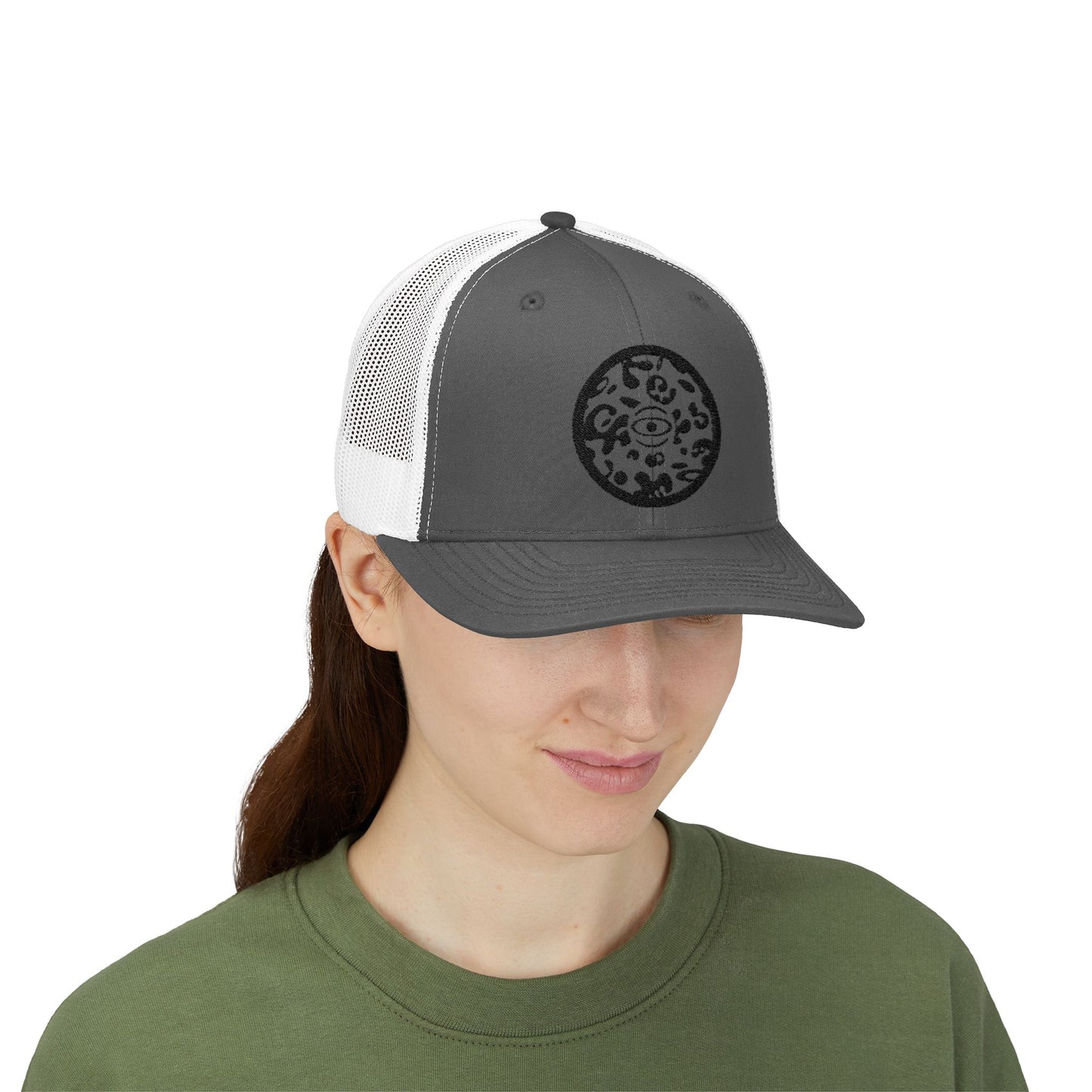 Adorn'd Logo Embroidered Retro Trucker Hat - Smoke Signal Black