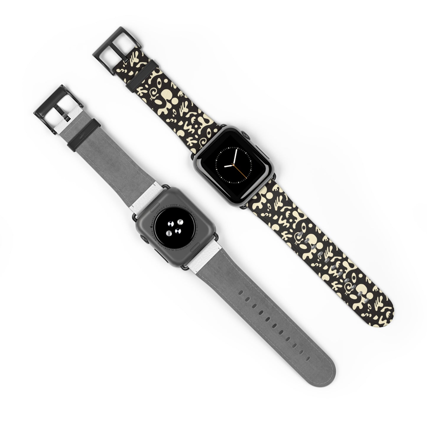 Adorn'd Faux Leather Apple Watch Band - Smoke Signal Black