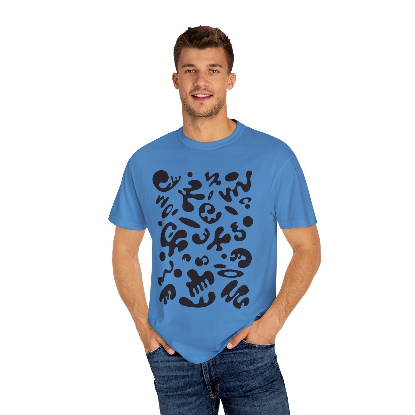 Pure Imagination Unisex Garment-Dyed T-Shirt (Cool Neutrals) - Smoke Signal Black Print