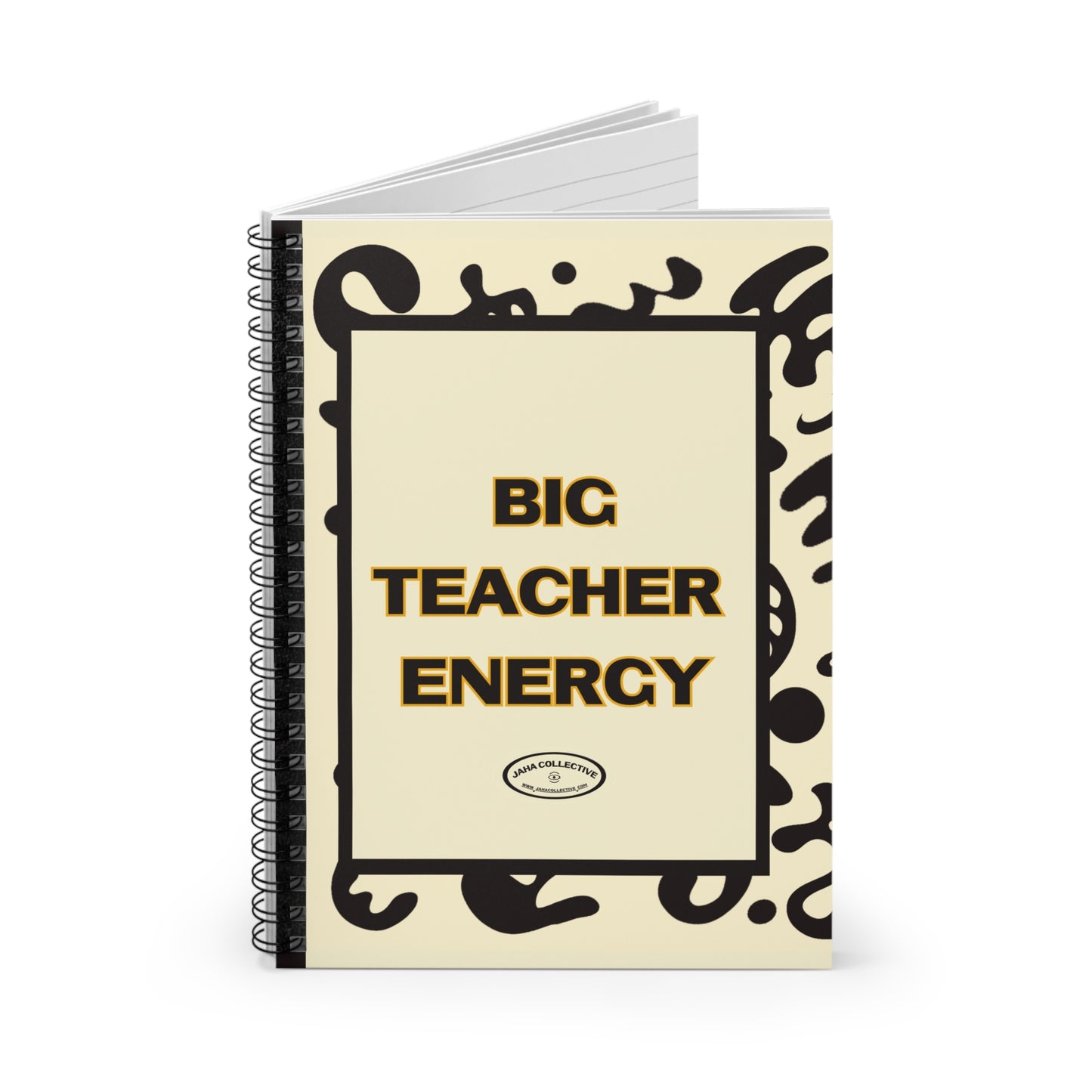 Big Teacher Energy Spiral Notebook (Ruled Line) - Blank Page White