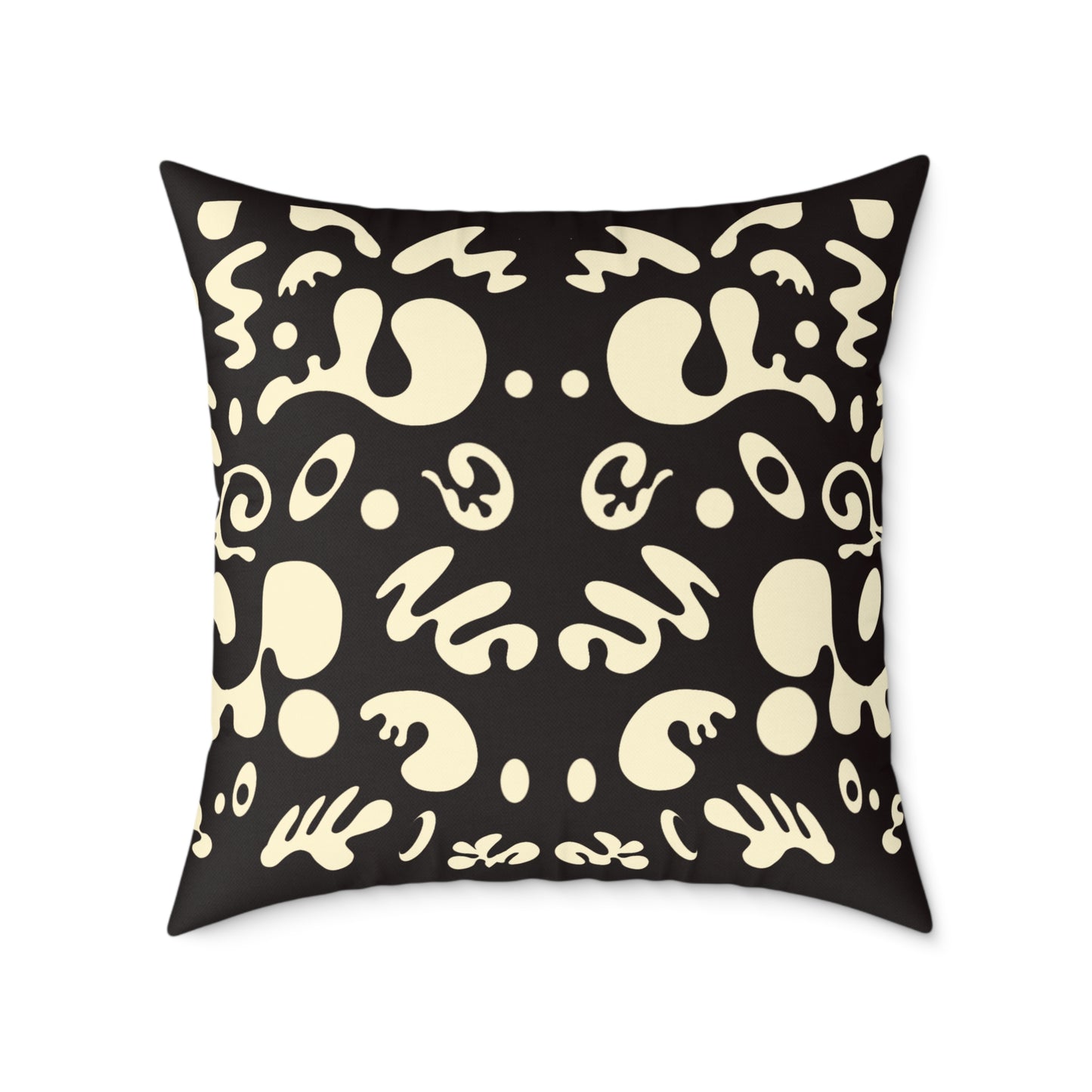Mirror Work Square Poly Canvas Pillow - Smoke Signal Black
