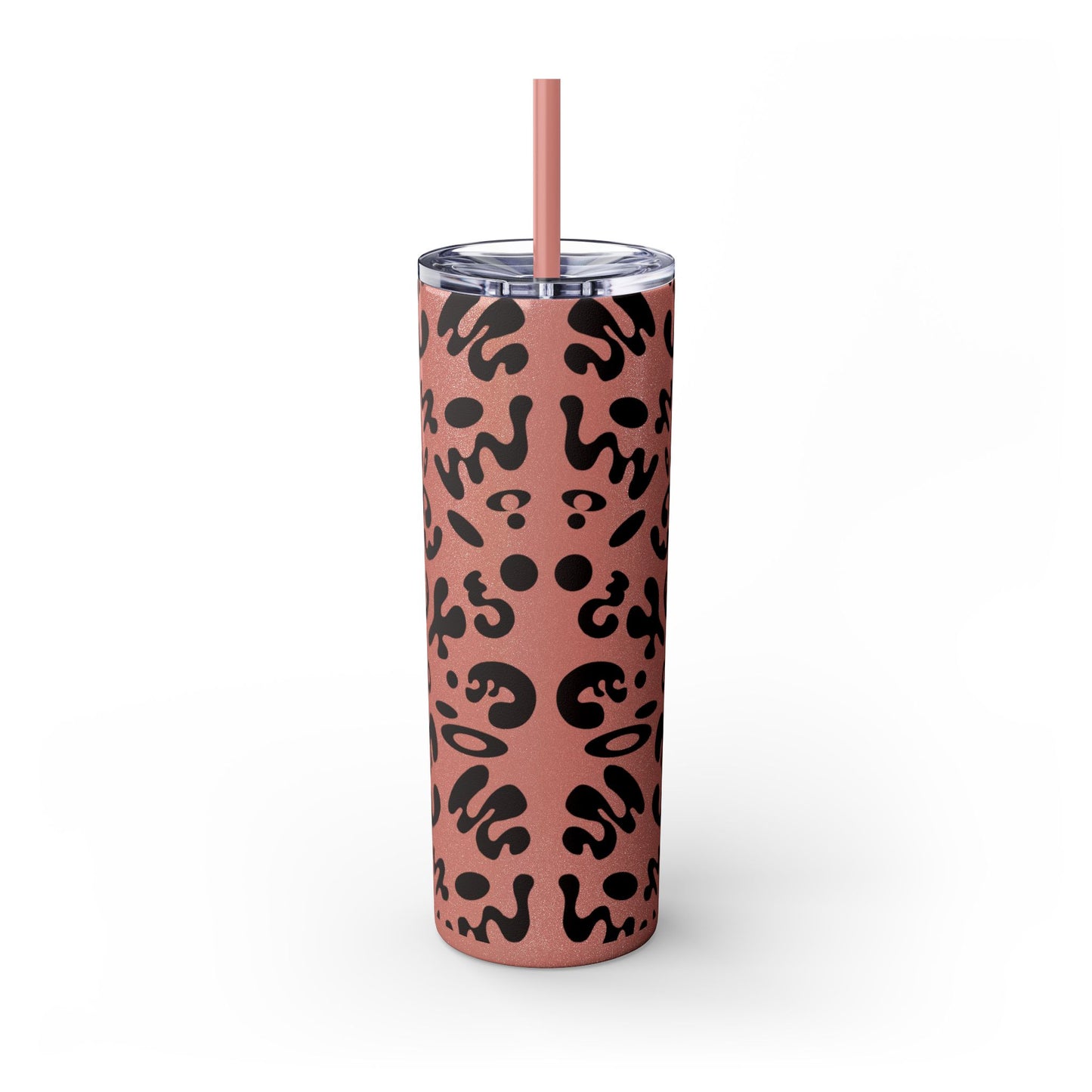 Mirror Work Skinny Color Tumbler w Straw - Smoke Signal Black Print