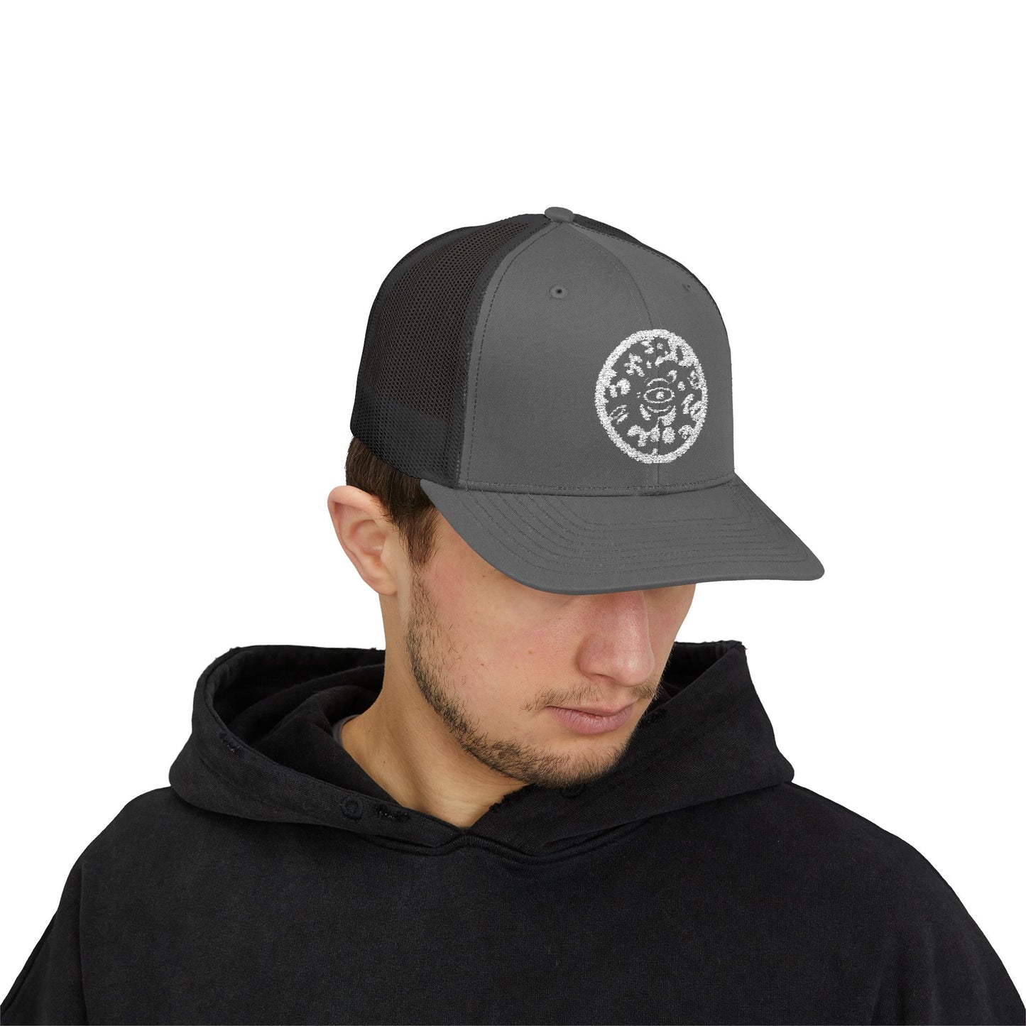 Adorn'd Logo Embroidered Retro Trucker Hat - Starlight White