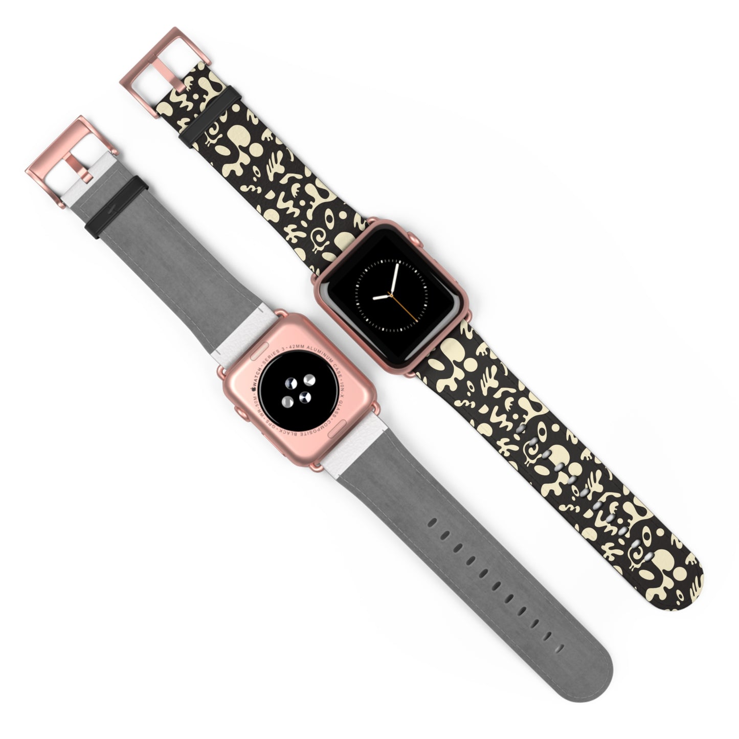 Adorn'd Faux Leather Apple Watch Band - Smoke Signal Black