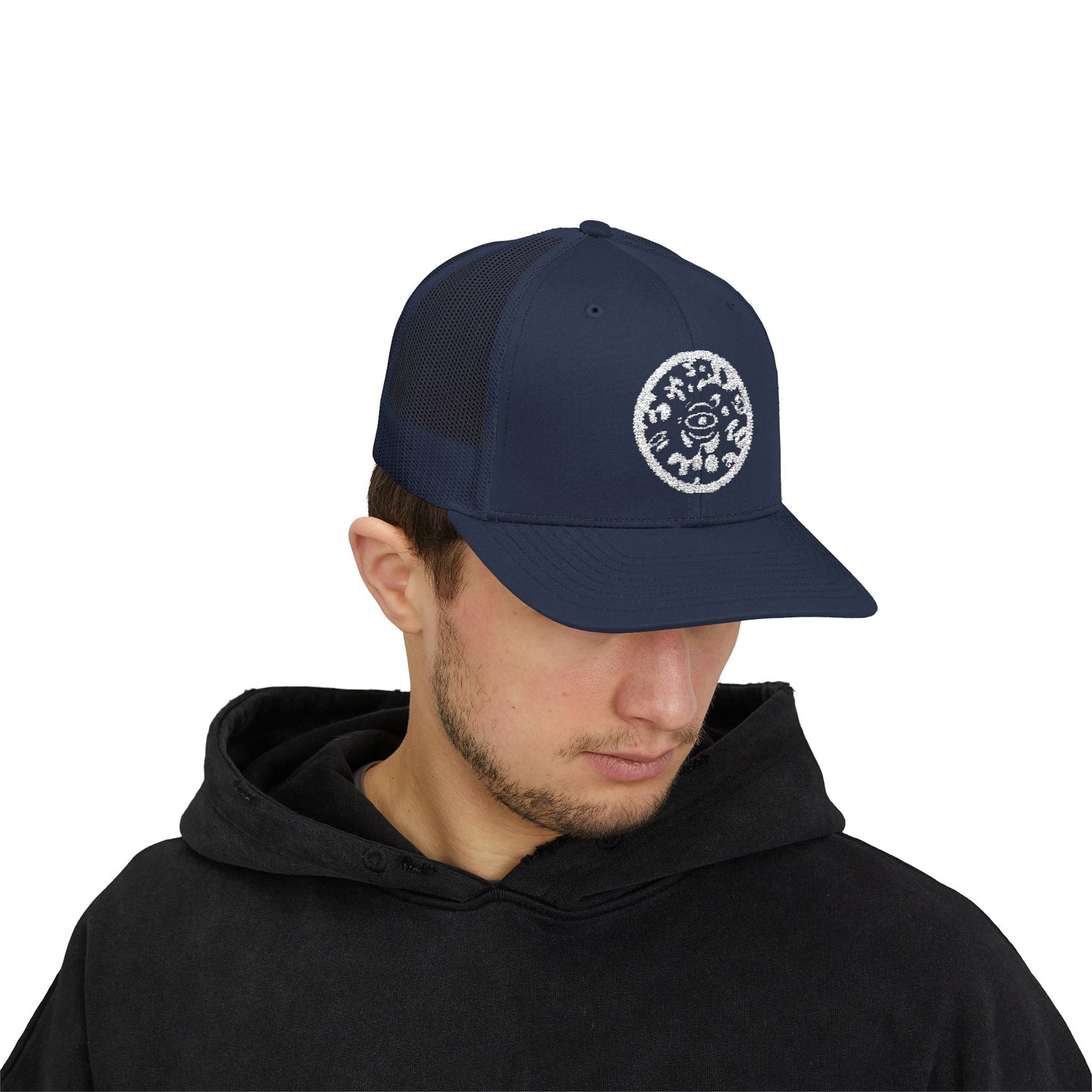 Adorn'd Logo Embroidered Retro Trucker Hat - Starlight White