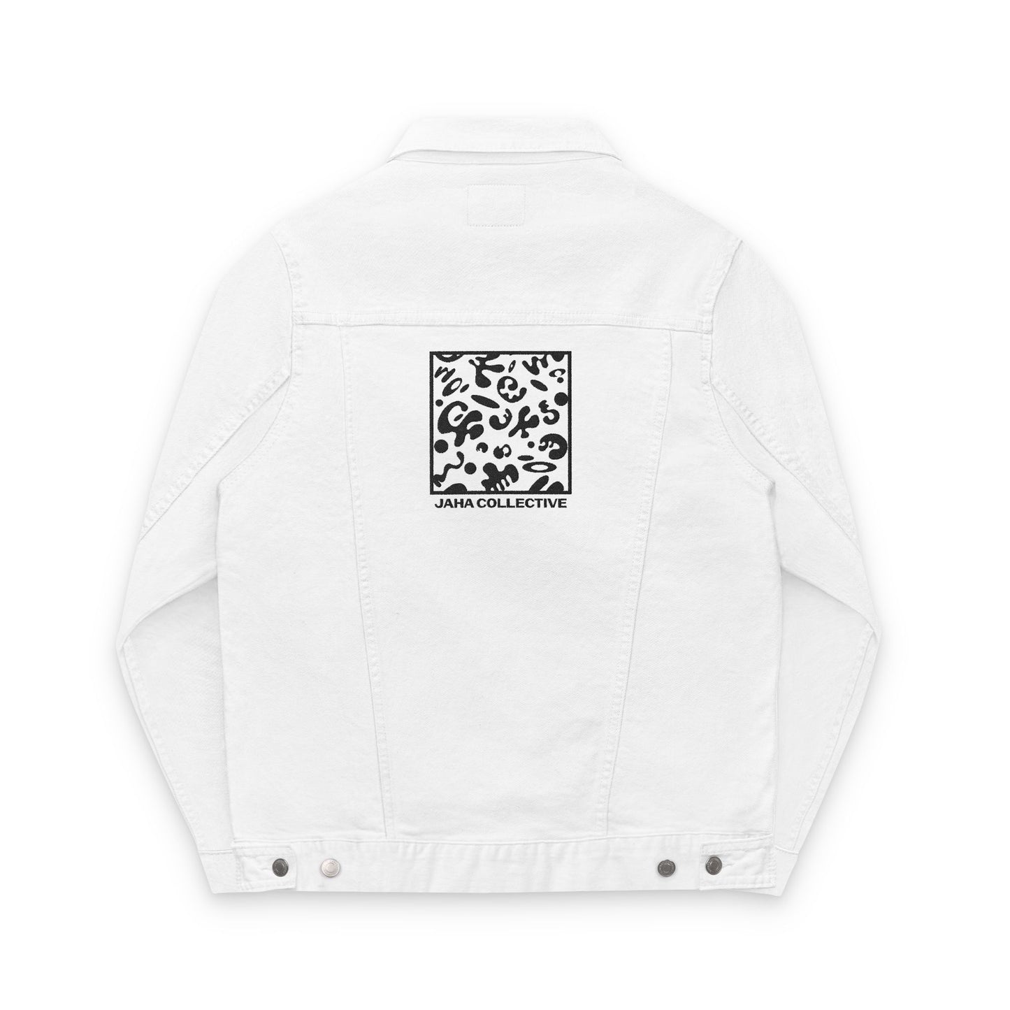 Adorn'd Embroidered Unisex Denim Jacket - Smoke Signal Black
