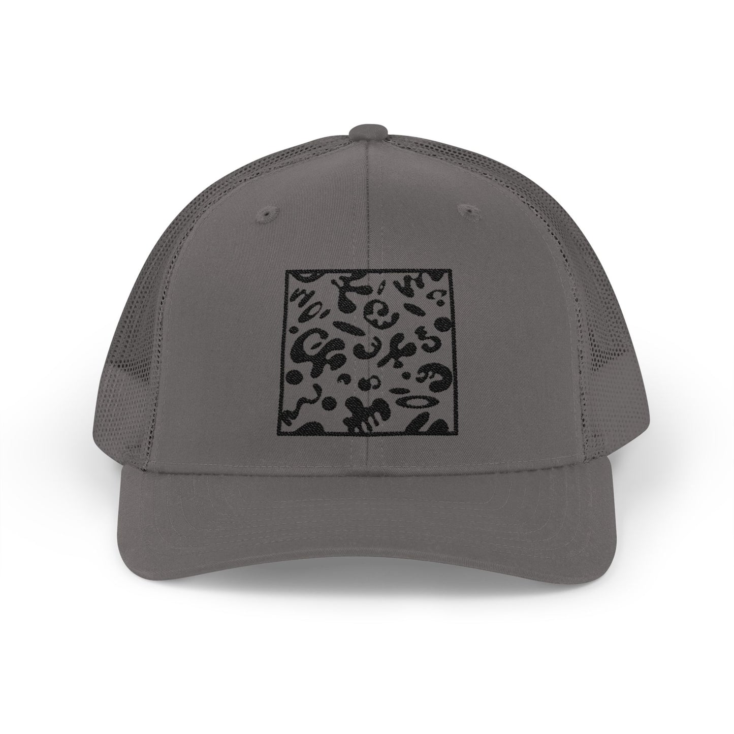 Adorn'd Square Embroidered Retro Trucker Hat - Smoke Signal Black