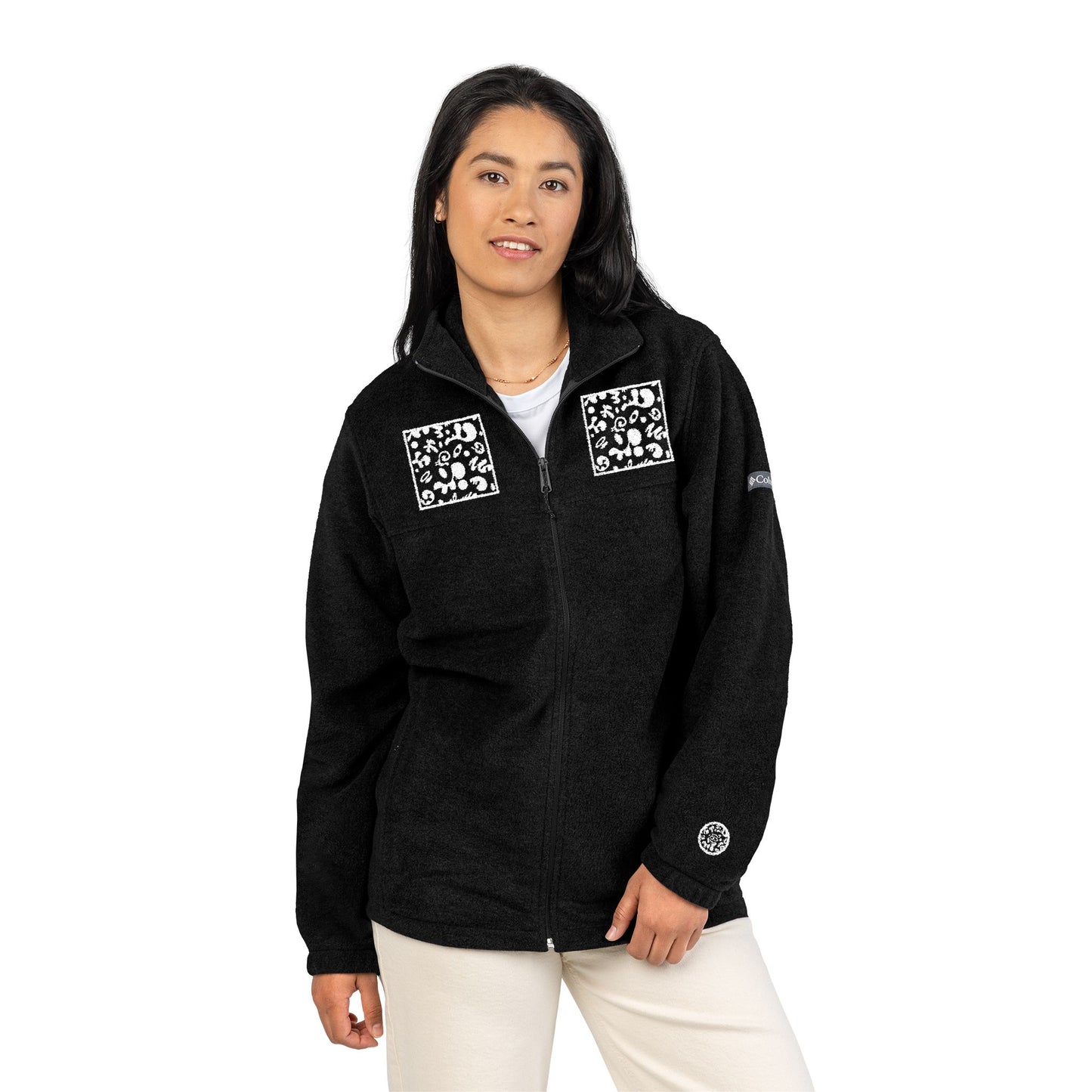 Mirror Work Embroidered Fleece Columbia Jacket