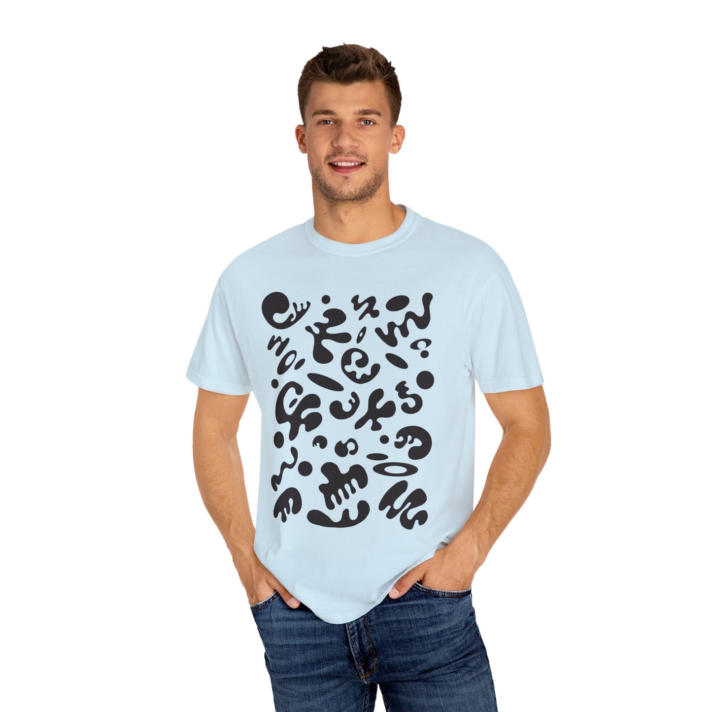 Pure Imagination Unisex Garment-Dyed T-Shirt (Cool Neutrals) - Smoke Signal Black Print