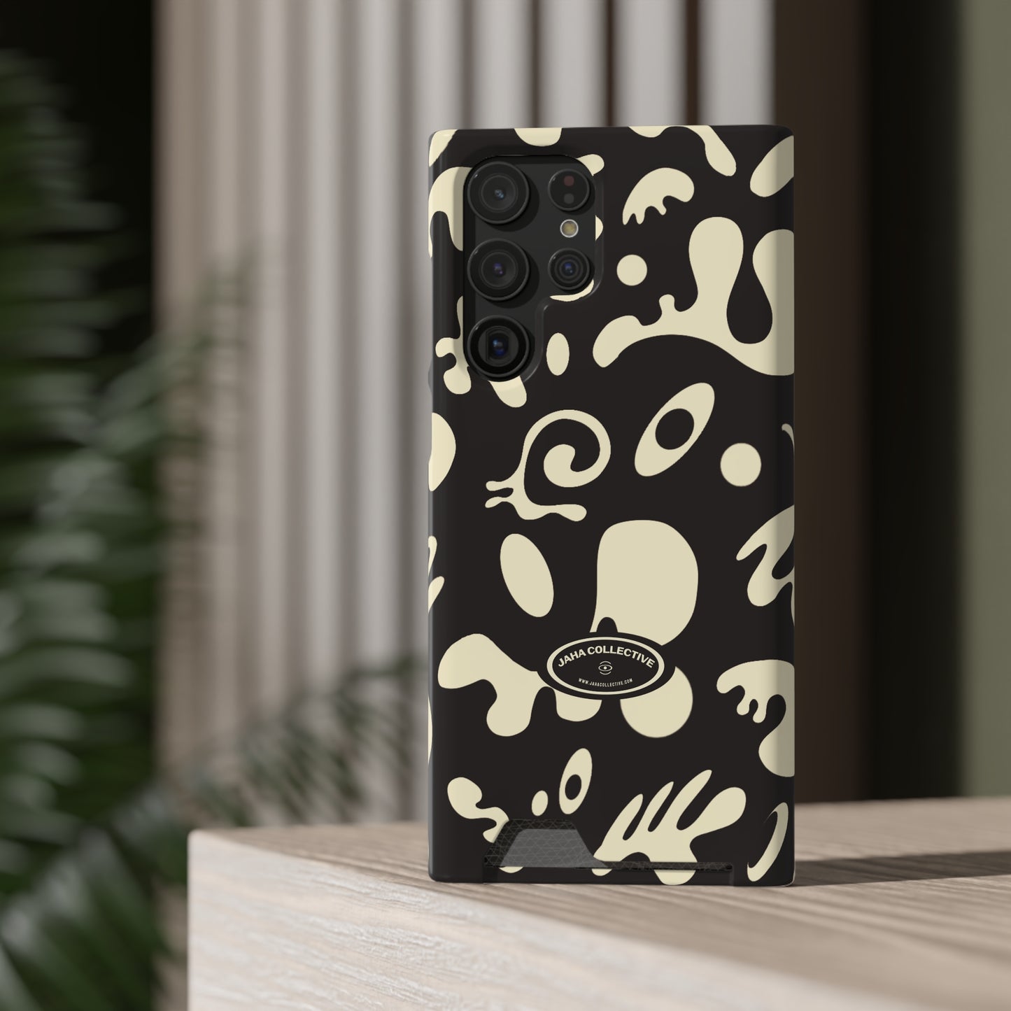 Pure Imagination Phone Case w Card Holder - Smoke Signal Black