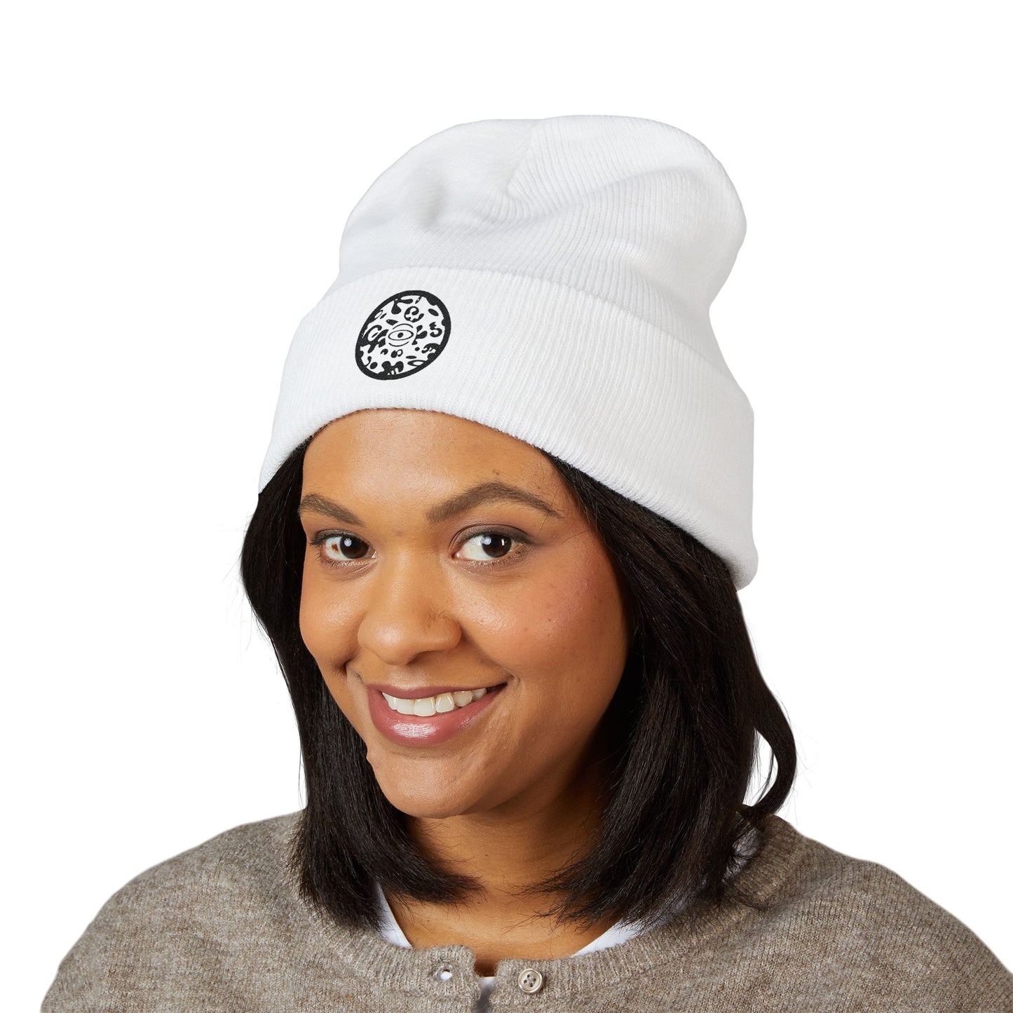Adorn'd Logo Embroidered Classic Cuffed Beanie - Smoke Signal Black
