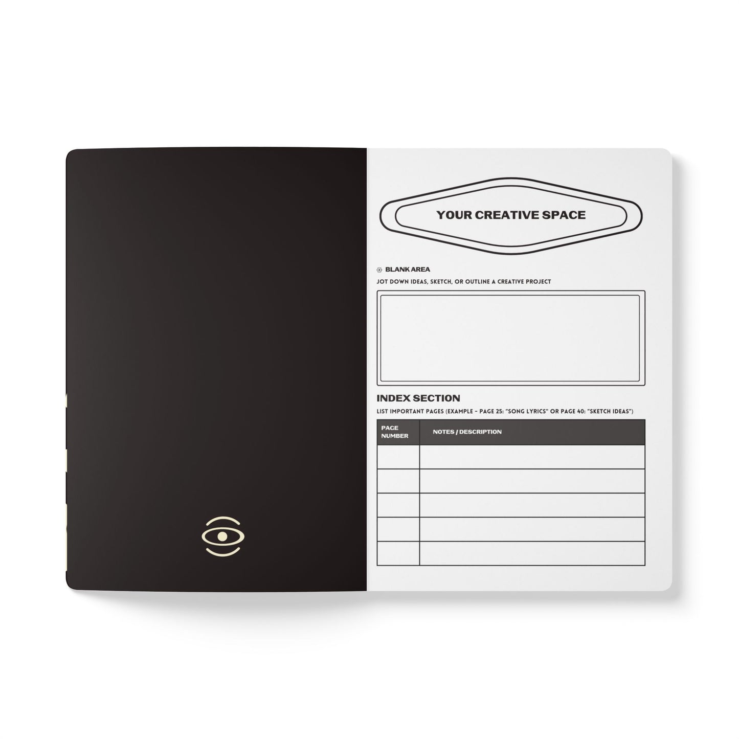 Pure Imagination Softcover Journal w Inside Prints + Tear-Off Pages (Ruled Line) - Smoke Signal Black