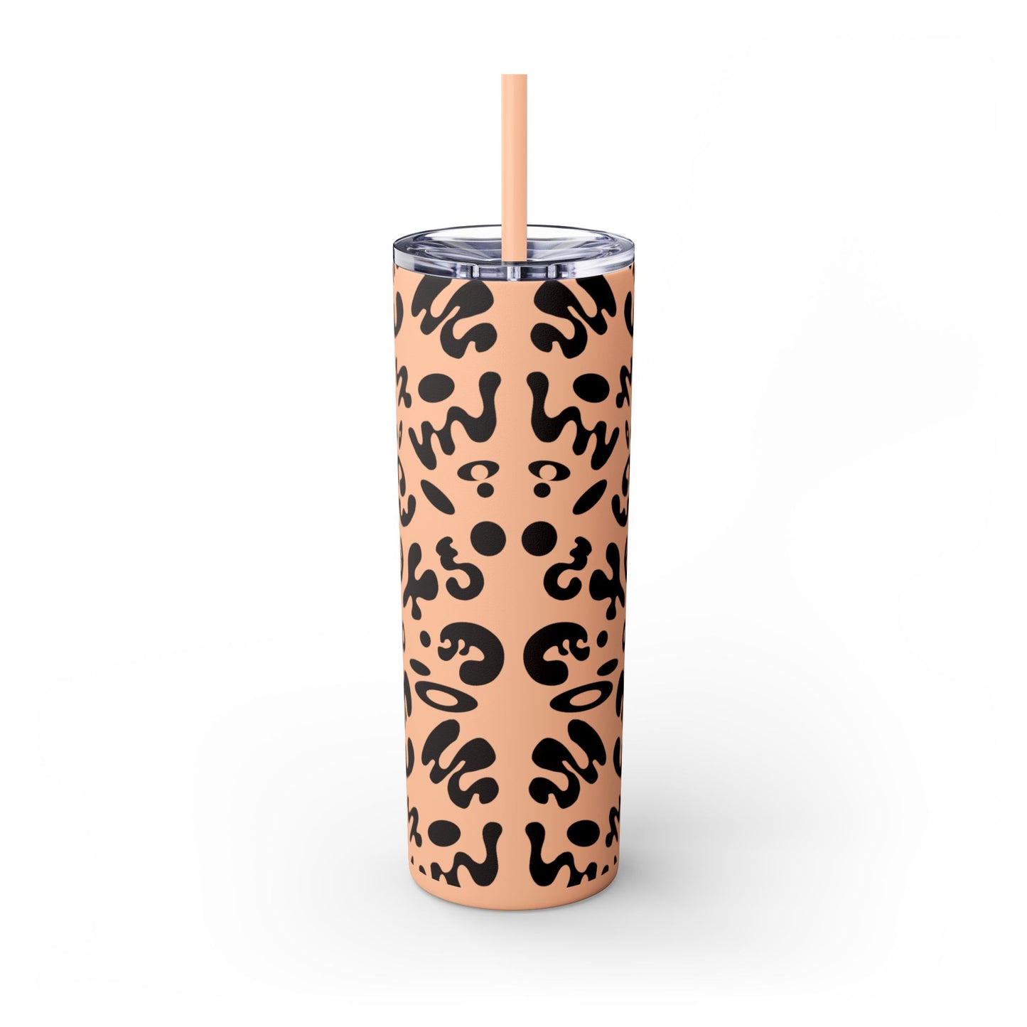 Mirror Work Skinny Color Tumbler w Straw - Smoke Signal Black Print