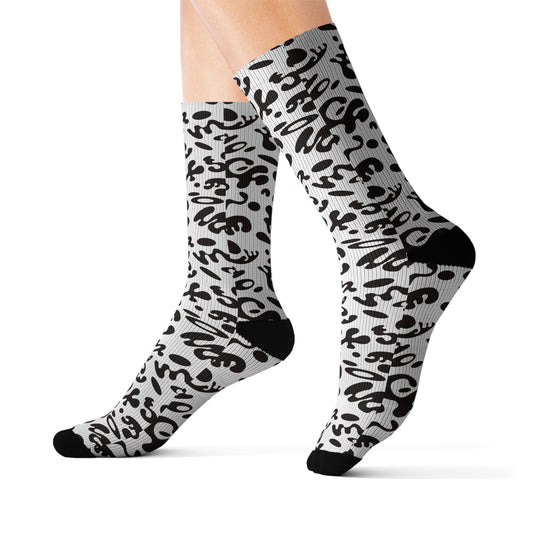 Adorn'd Print Socks - Starlight White