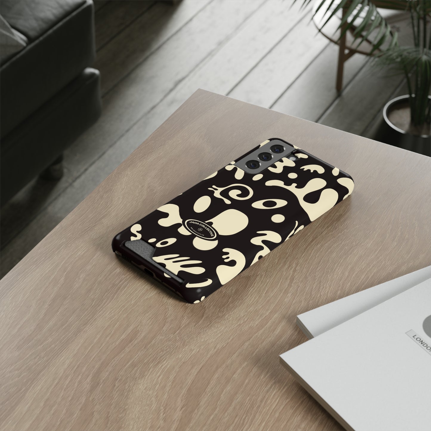Pure Imagination Phone Case w Card Holder - Smoke Signal Black