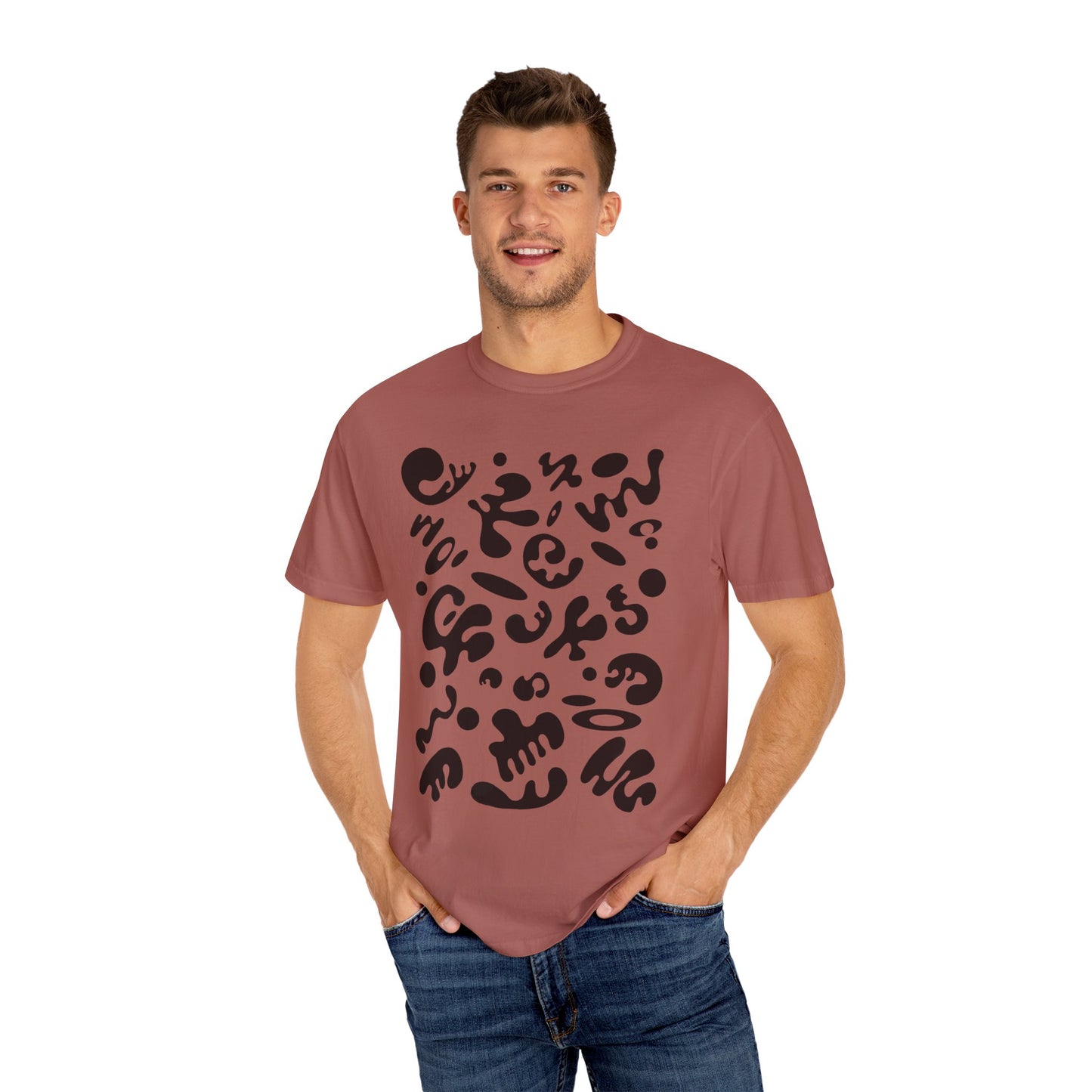 Pure Imagination Unisex Garment-Dyed T-Shirt (Warm Neutrals) - Smoke Signal Black Print