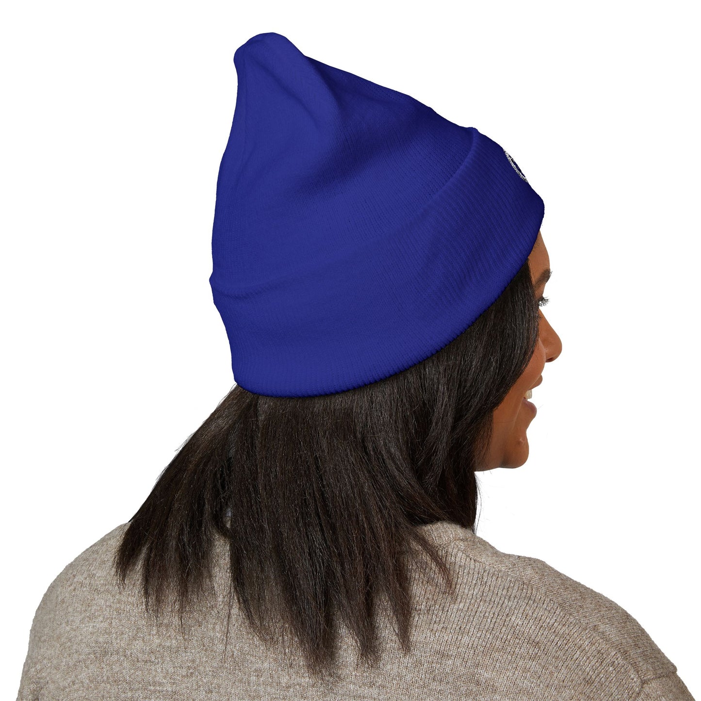 Adorn'd Logo Embroidered Classic Cuffed Beanie - Starlight White