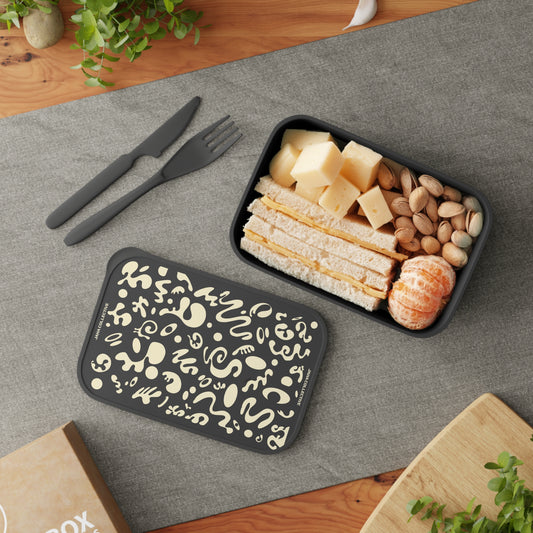 Adorn'd PLA Eco Bento Box w Travel-Friendly Utensil Set & Elastic Band