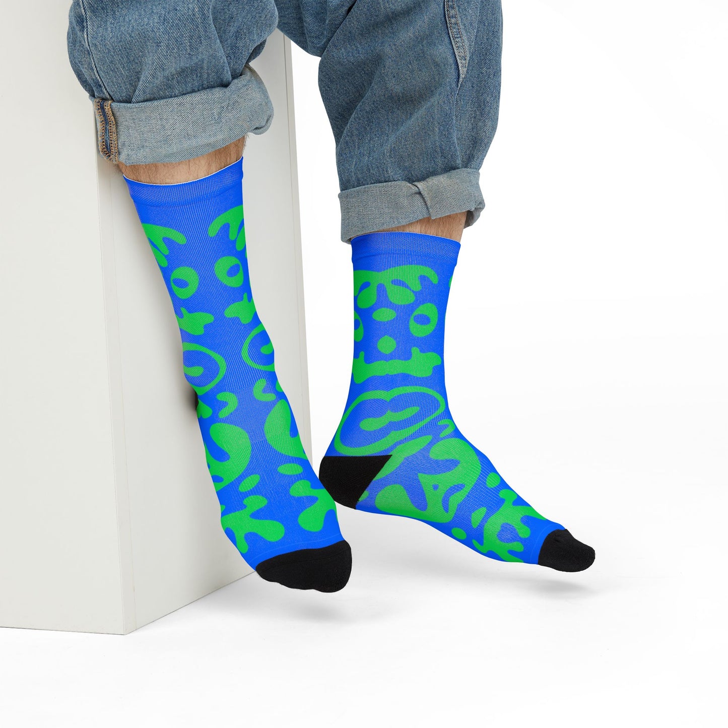 Mirror Work Color Crew Socks - Tide Pool