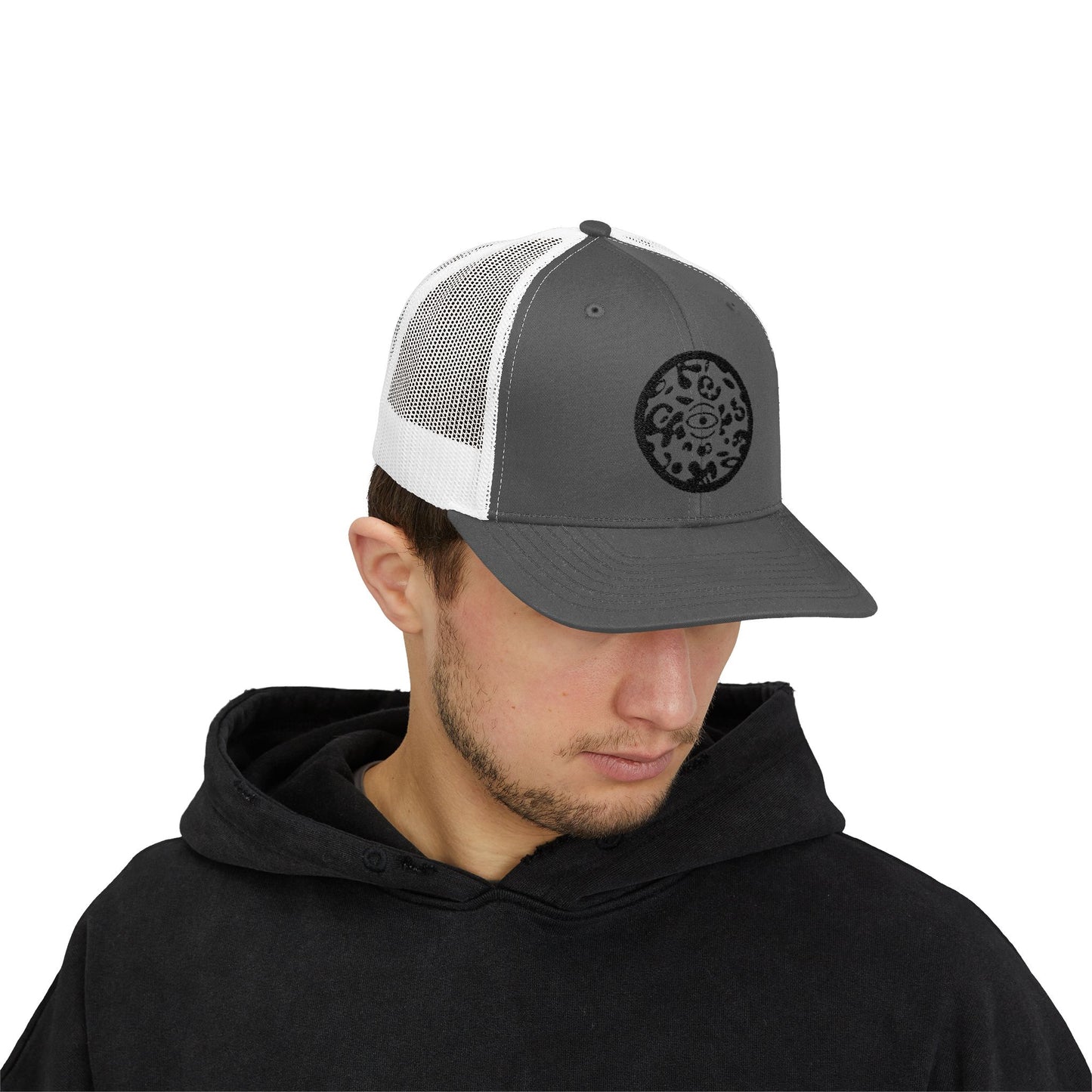 Adorn'd Logo Embroidered Retro Trucker Hat - Smoke Signal Black