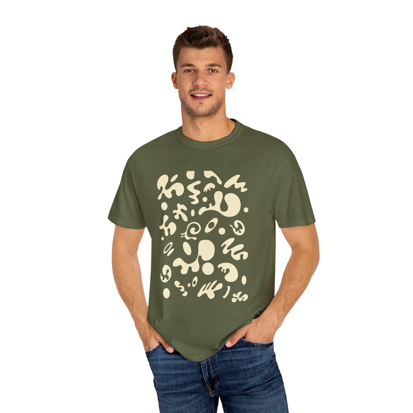 Pure Imagination Unisex Garment-Dyed T-Shirt (Cool Neutrals) - Blank Page White Print