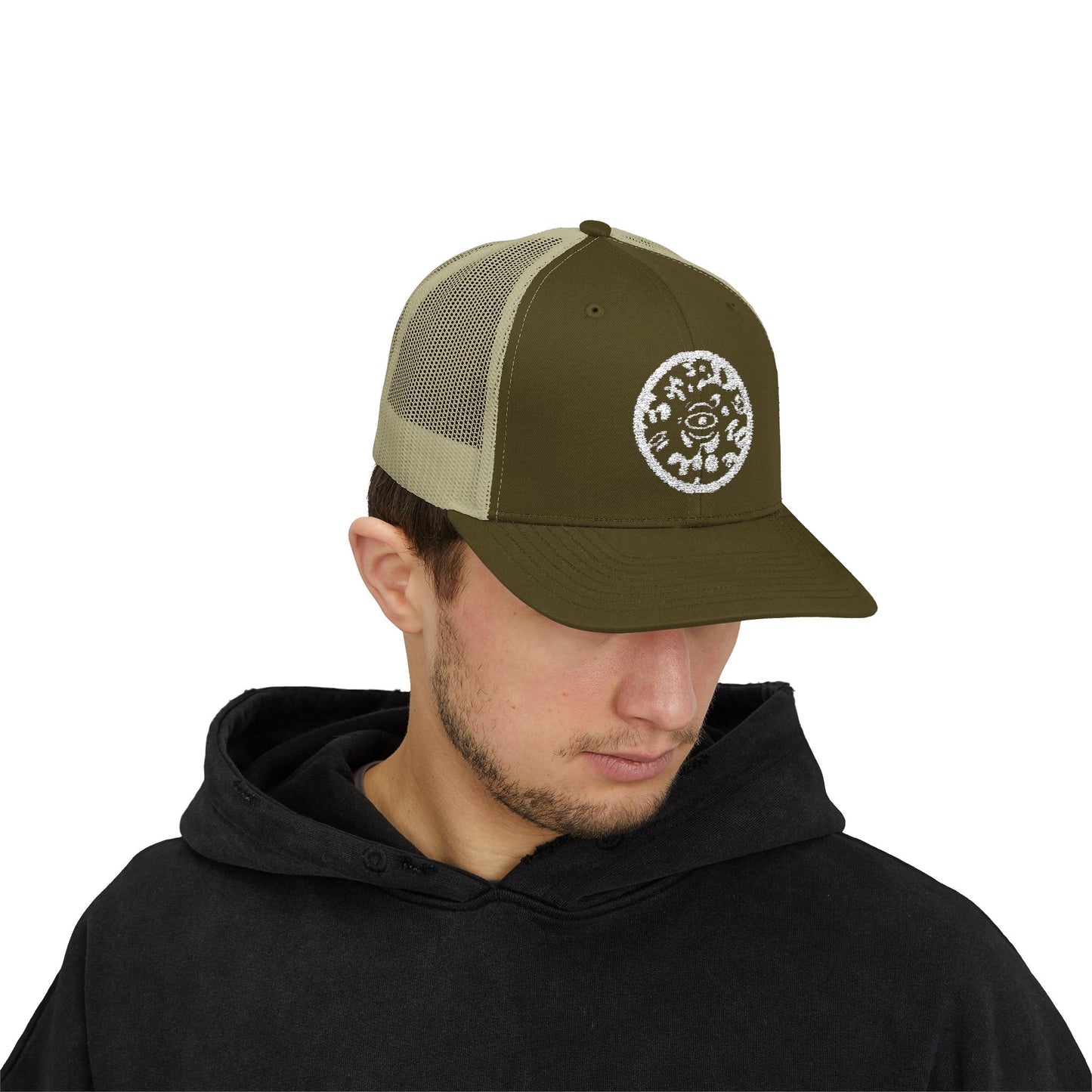 Adorn'd Logo Embroidered Retro Trucker Hat - Starlight White