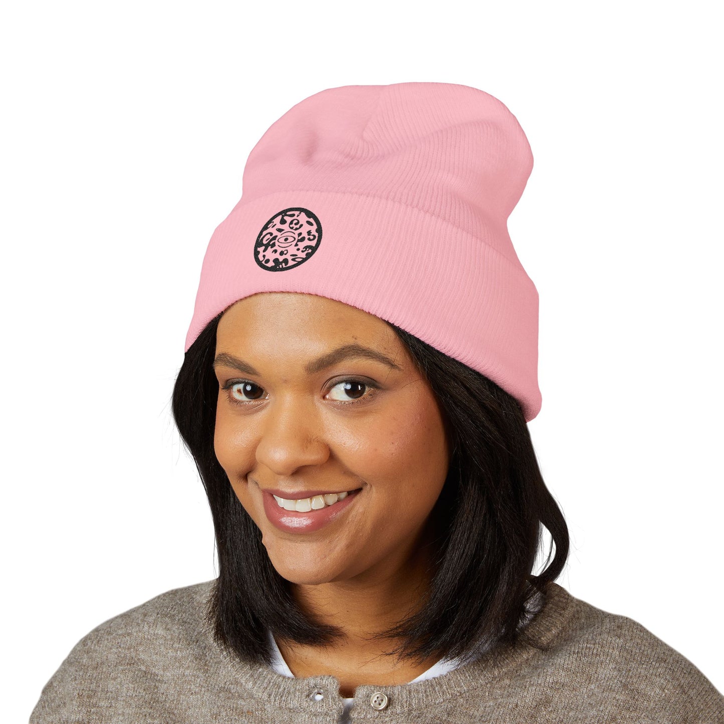 Adorn'd Logo Embroidered Classic Cuffed Beanie - Smoke Signal Black