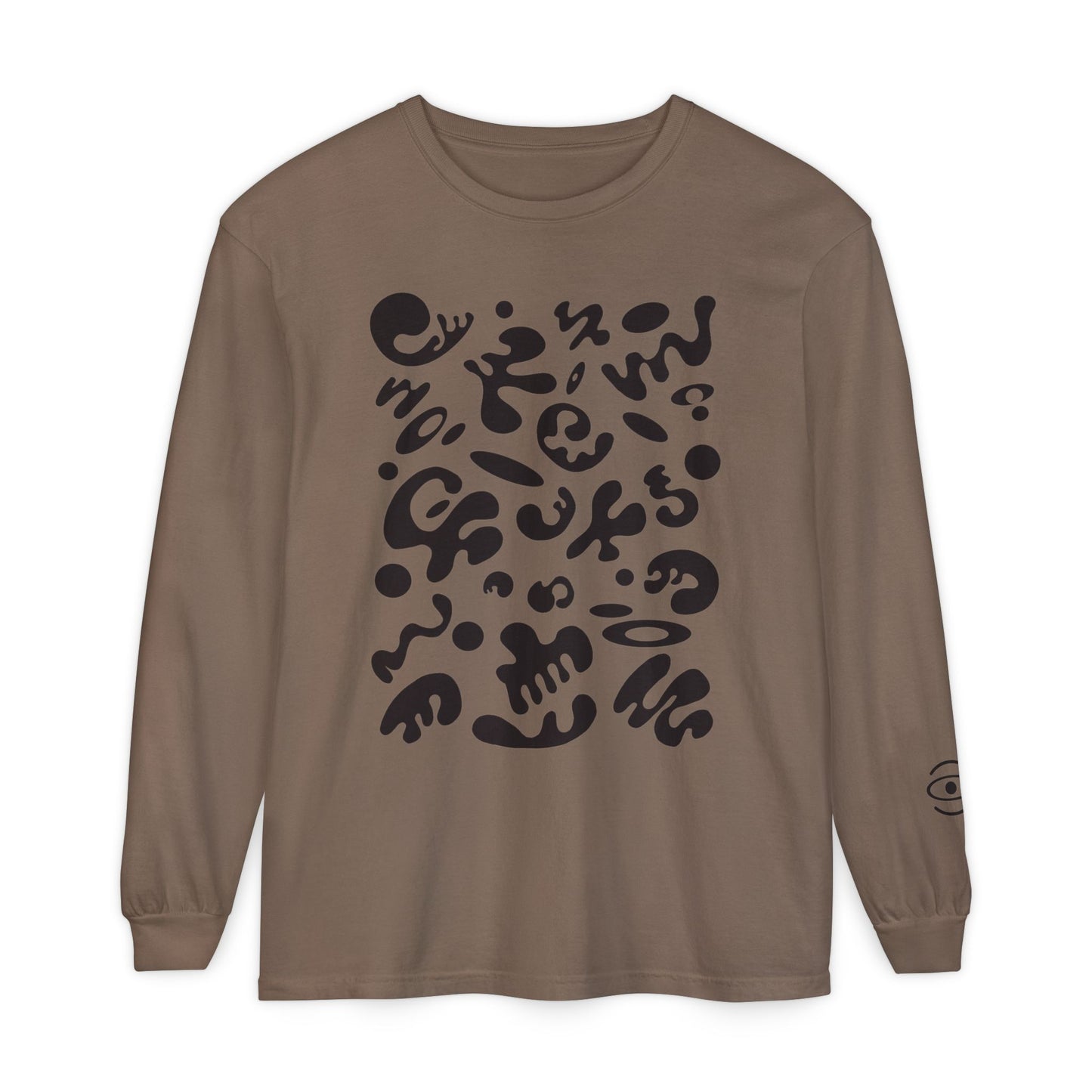 Pure Imagination Unisex Garment Dyed Long Sleeve T-Shirt - Smoke Signal Black Print