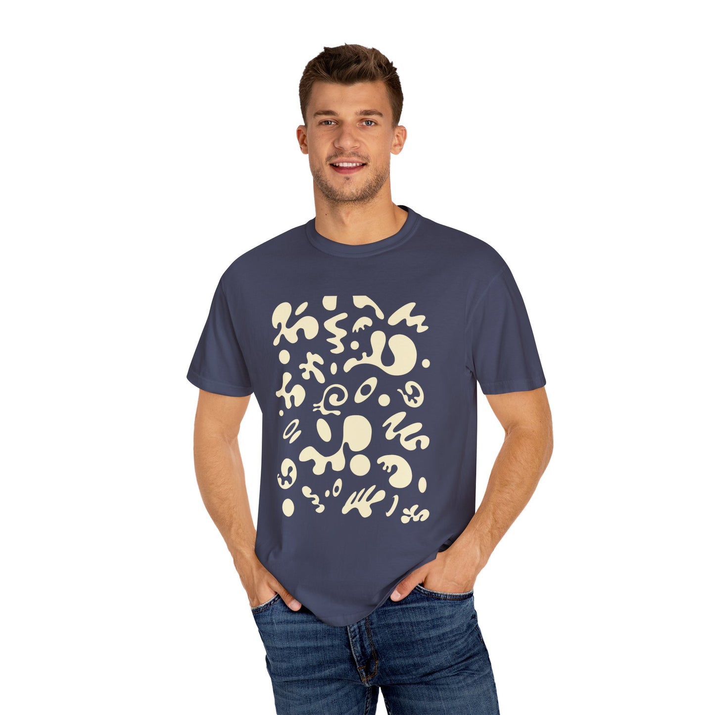Pure Imagination Unisex Garment-Dyed T-Shirt (Cool Neutrals) - Blank Page White Print