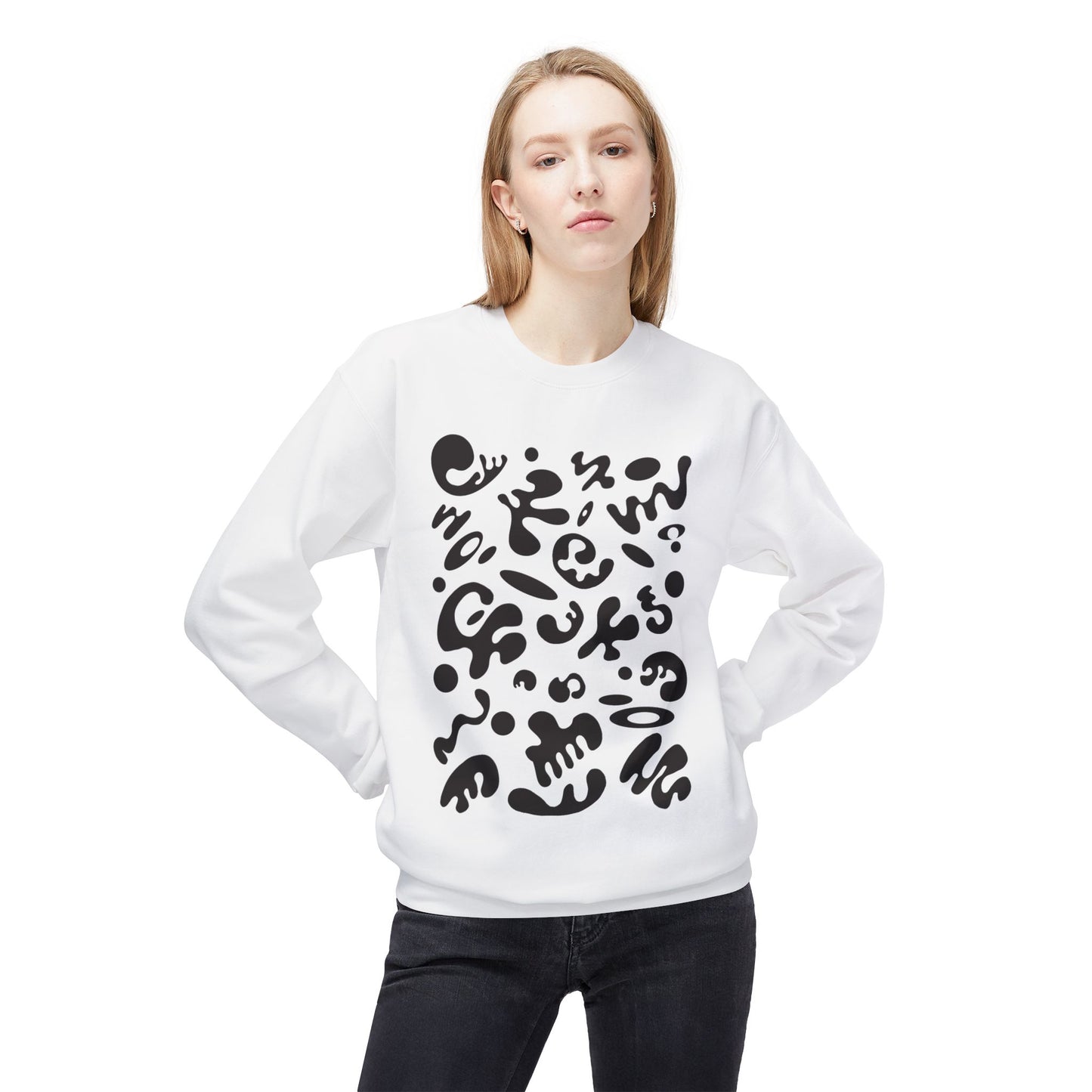 Pure Imagination Unisex Midweight Softstyle Fleece Crewneck Sweatshirt - Smoke Signal Black Print