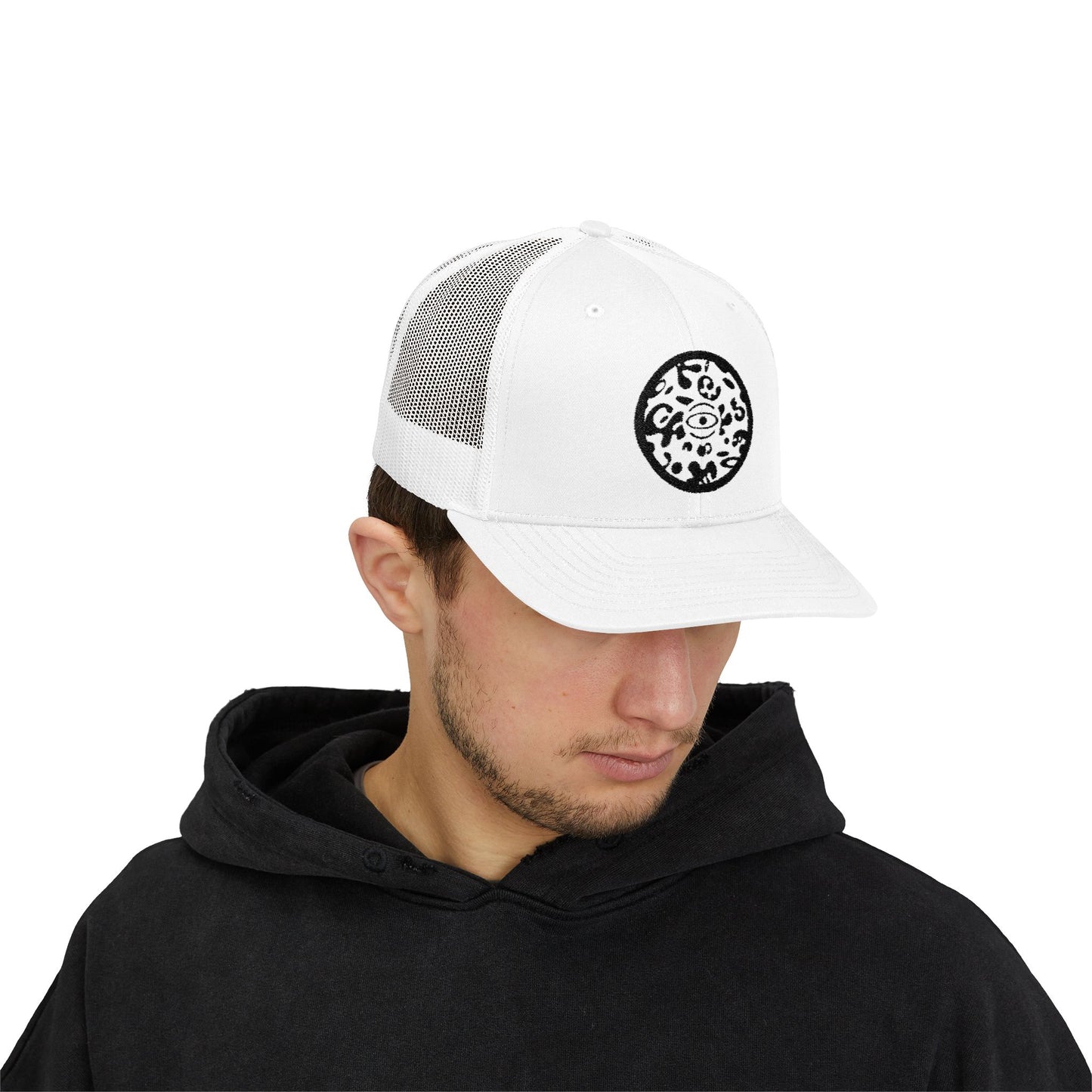 Adorn'd Logo Embroidered Retro Trucker Hat - Smoke Signal Black