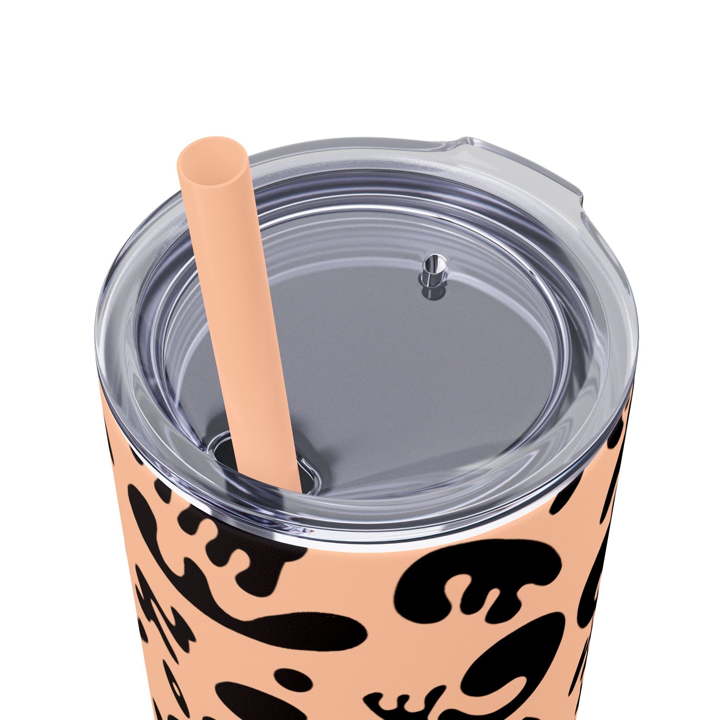 Mirror Work Skinny Color Tumbler w Straw - Smoke Signal Black Print