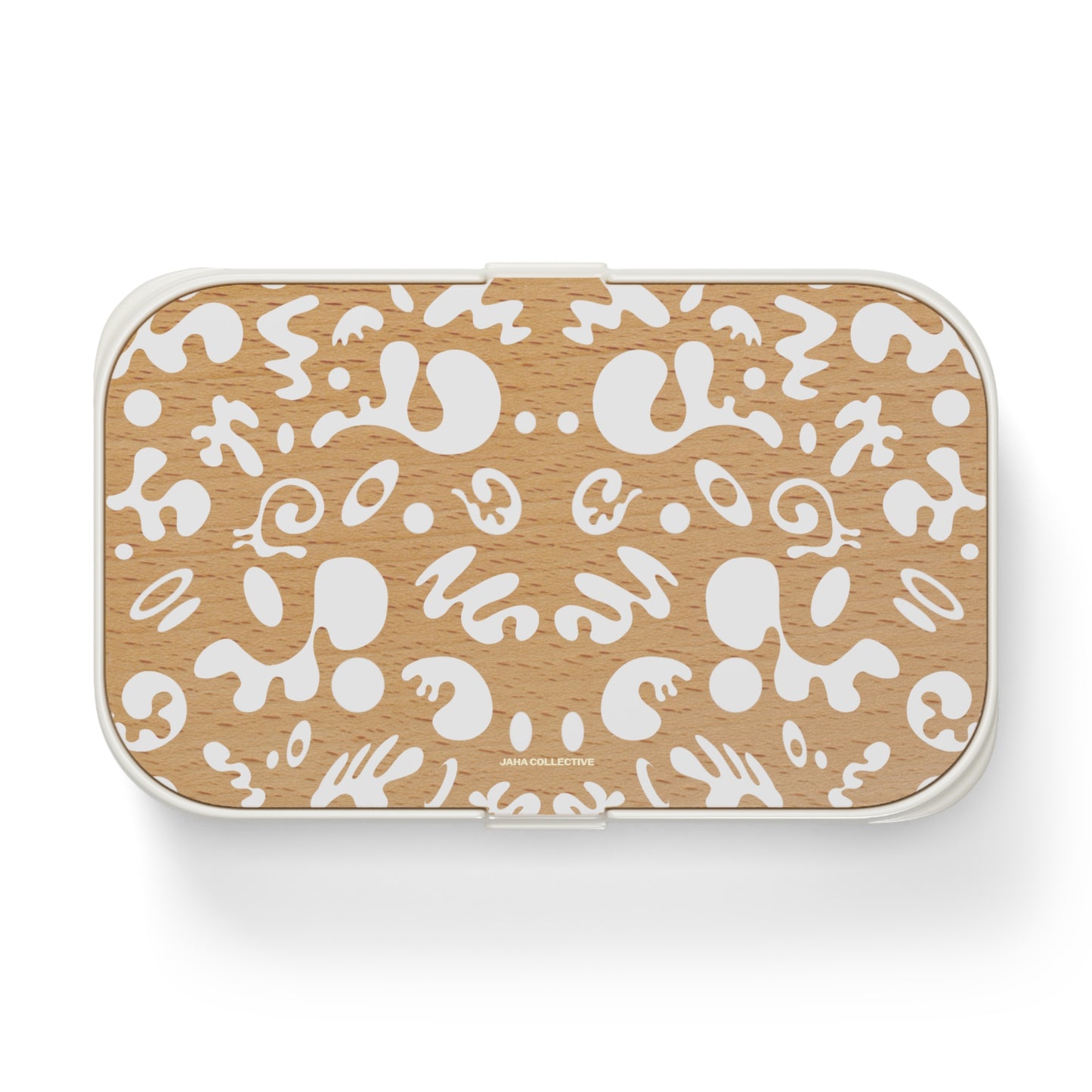Mirror Work Bento Lunch Box w Elastic Band & Cutlery - Starlight White