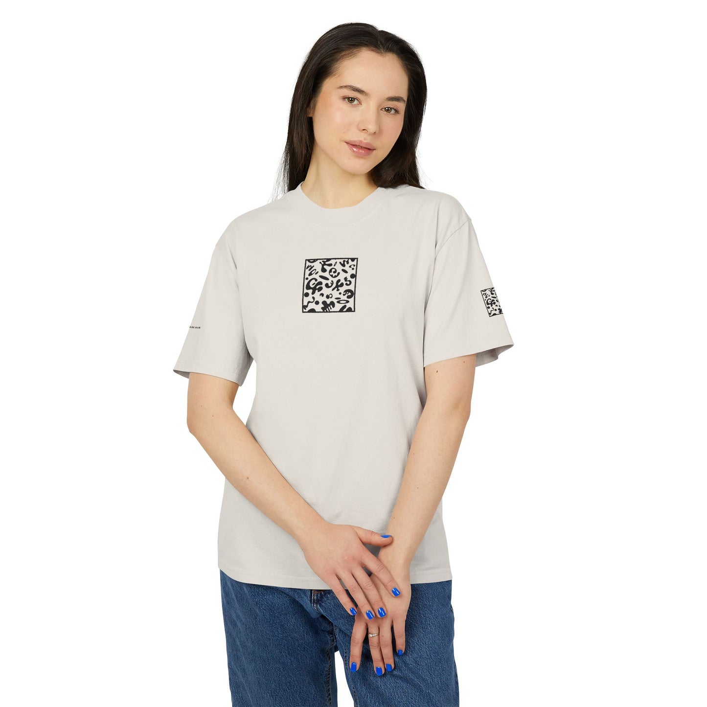 Adorn'd Minimalist Embroidered Unisex Heavy Faded Tee - Smoke Signal Black