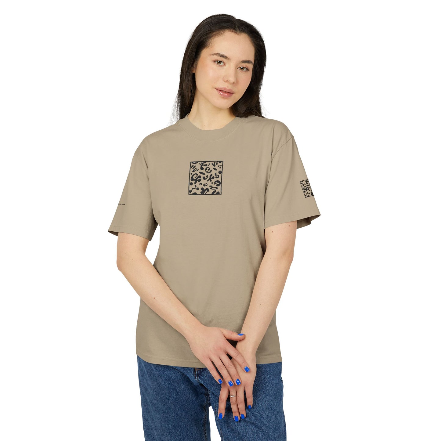Adorn'd Minimalist Embroidered Unisex Heavy Faded Tee - Smoke Signal Black