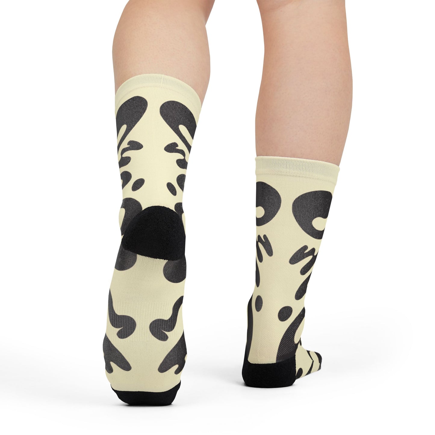 Mirror Work Color Crew Socks - Blank Page White
