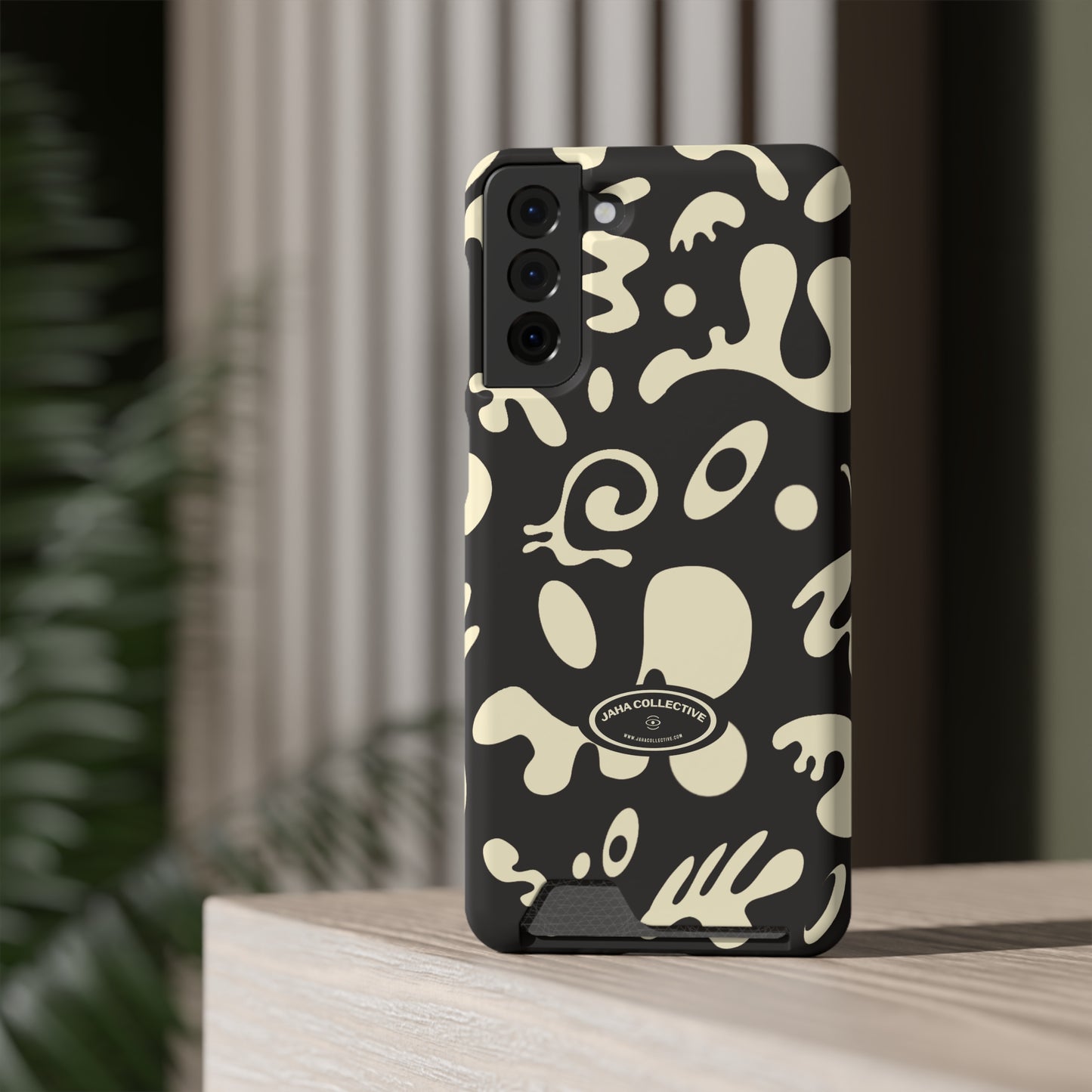 Pure Imagination Phone Case w Card Holder - Smoke Signal Black