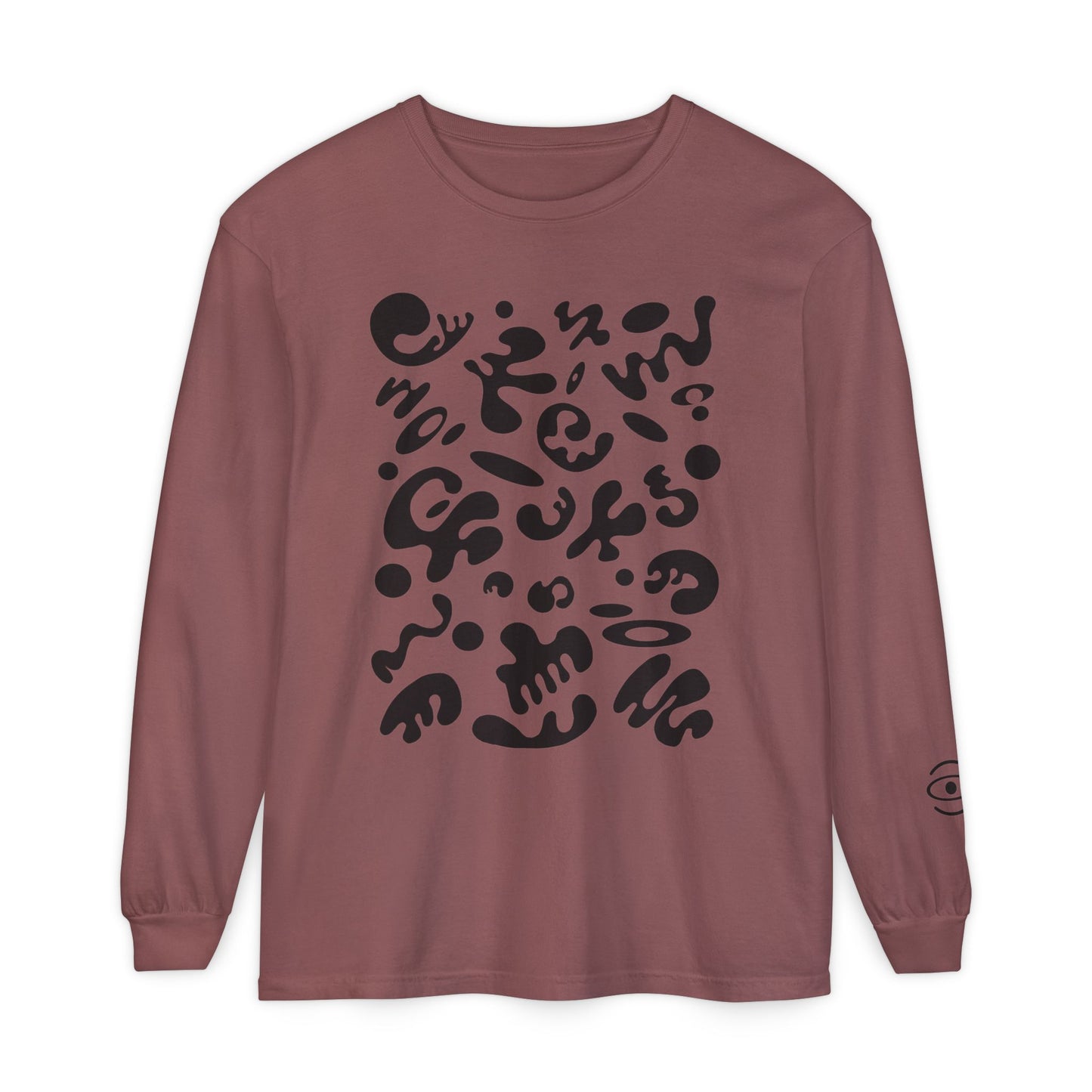 Pure Imagination Unisex Garment Dyed Long Sleeve T-Shirt - Smoke Signal Black Print