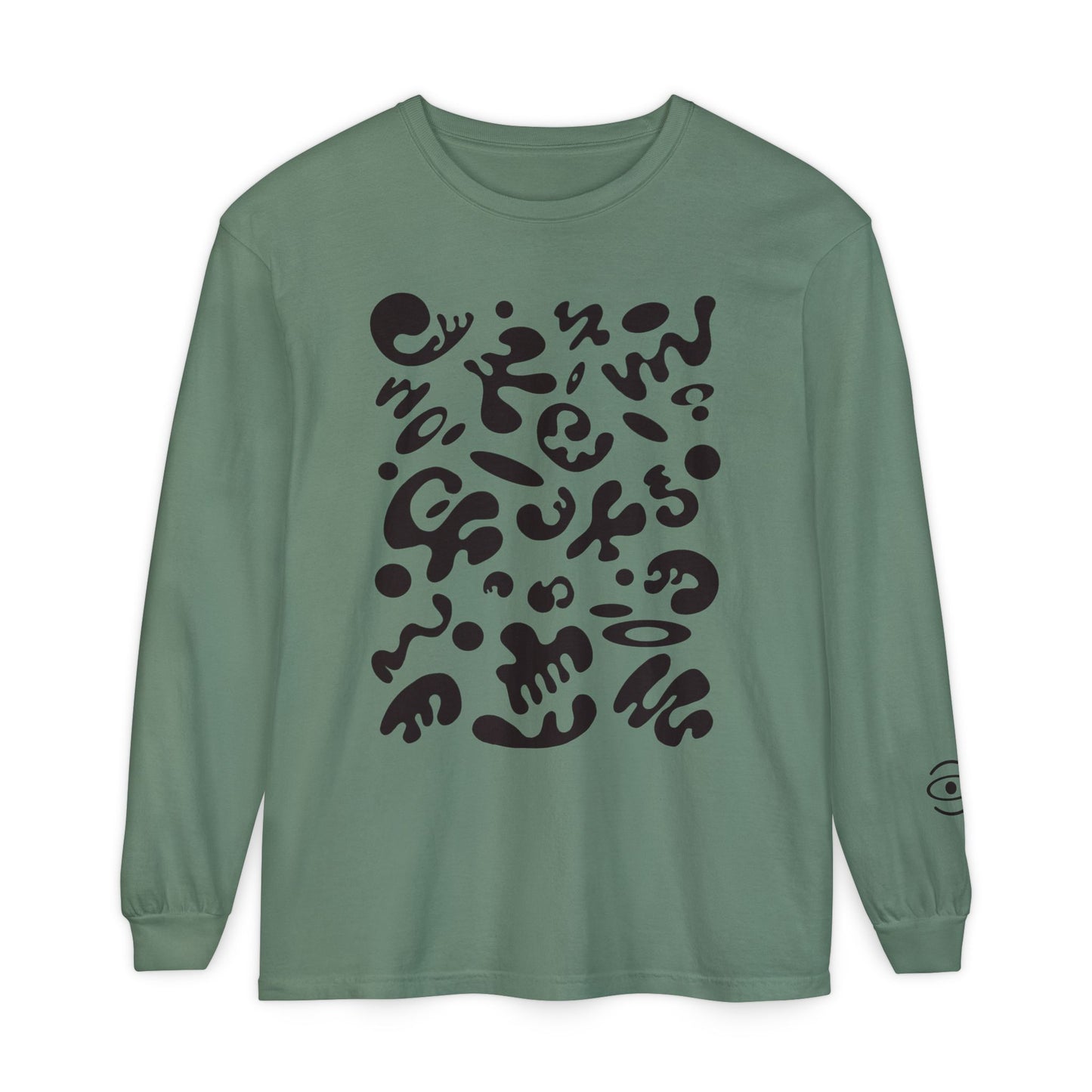 Pure Imagination Unisex Garment Dyed Long Sleeve T-Shirt - Smoke Signal Black Print