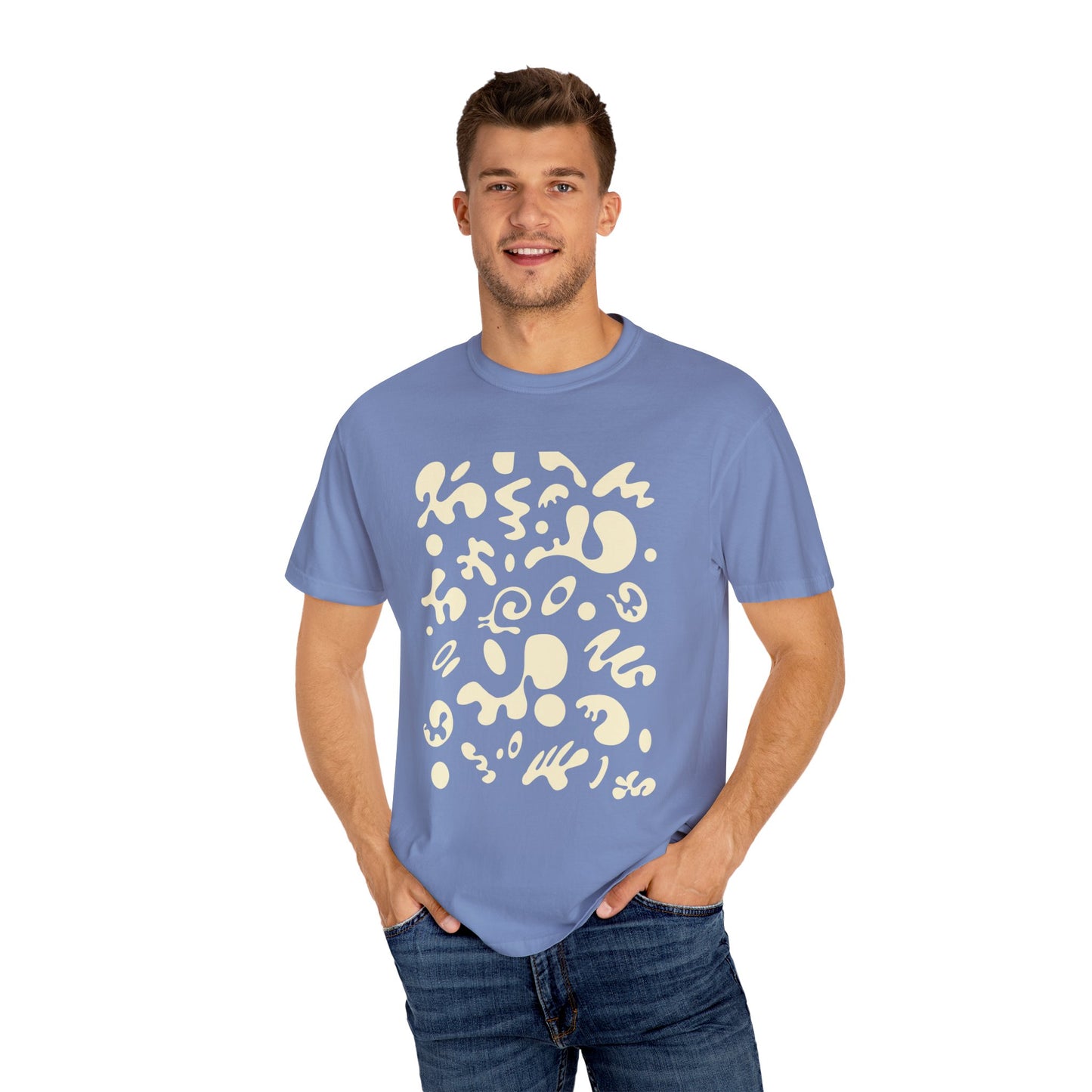 Pure Imagination Unisex Garment-Dyed T-Shirt (Cool Neutrals) - Blank Page White Print