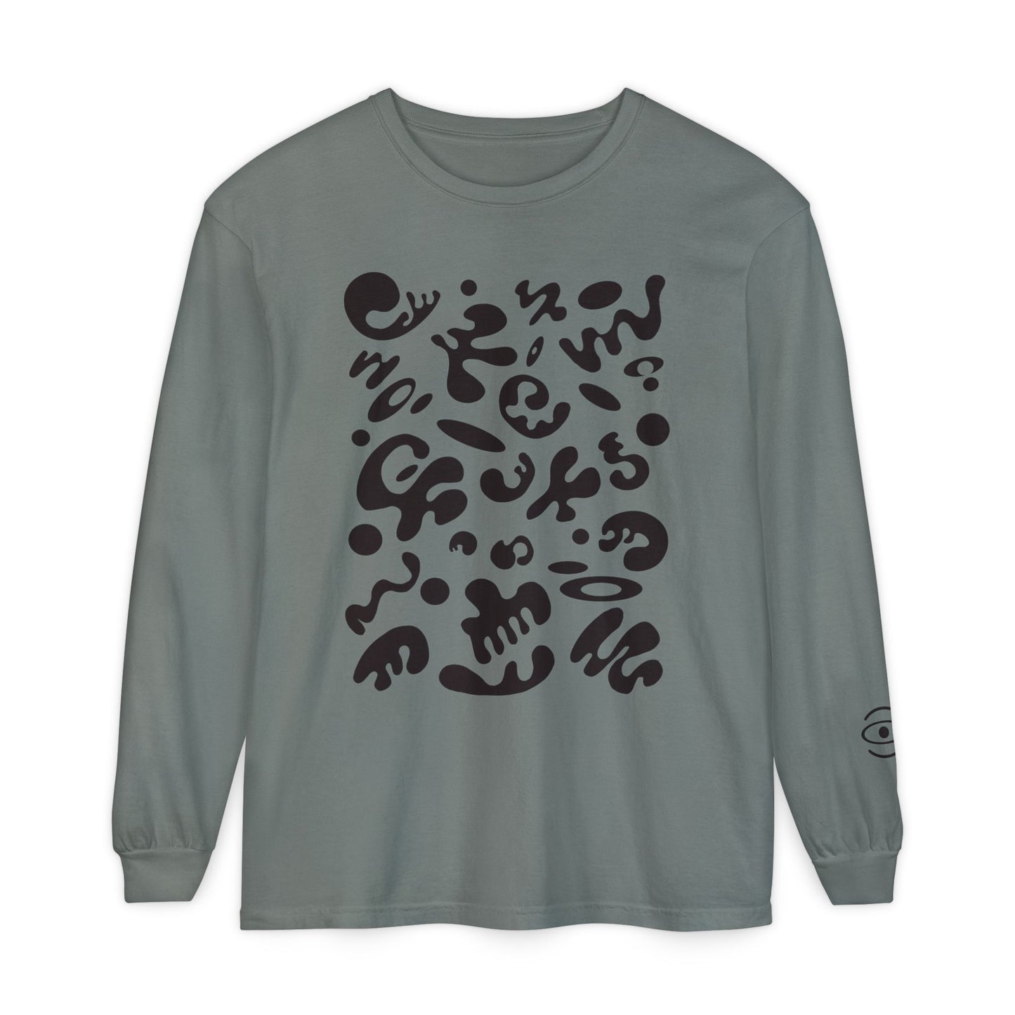 Pure Imagination Unisex Garment Dyed Long Sleeve T-Shirt - Smoke Signal Black Print