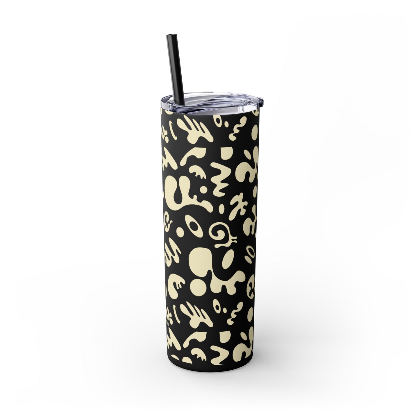 Mirror Work Skinny Color Tumbler w Straw - Blank Page White Print