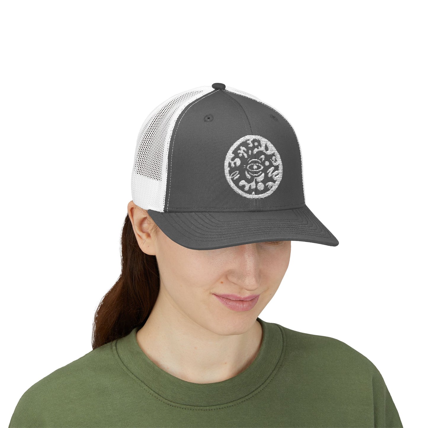 Adorn'd Logo Embroidered Retro Trucker Hat - Starlight White