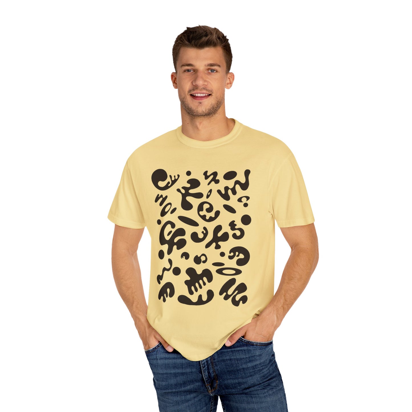 Pure Imagination Unisex Garment-Dyed T-Shirt (Warm Neutrals) - Smoke Signal Black Print
