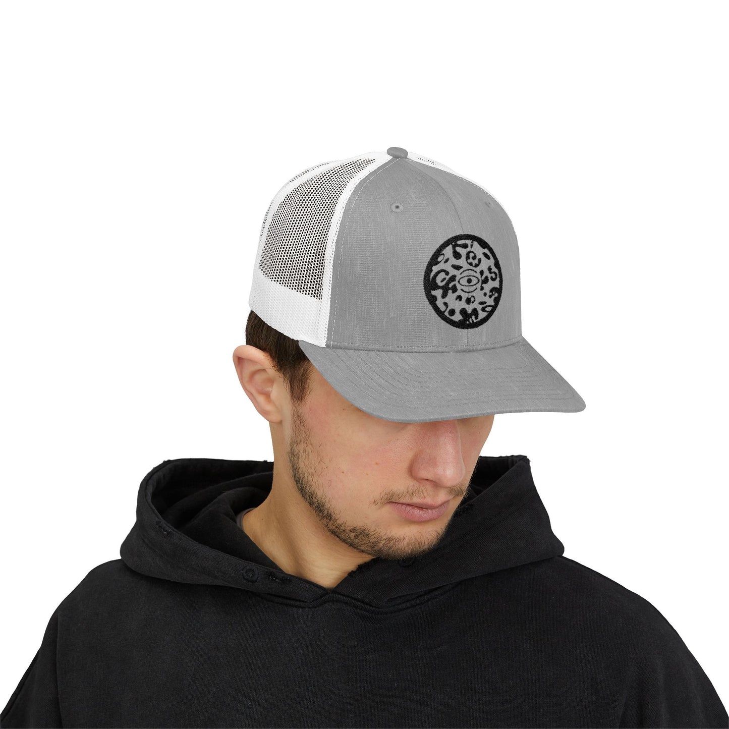 Adorn'd Logo Embroidered Retro Trucker Hat - Smoke Signal Black