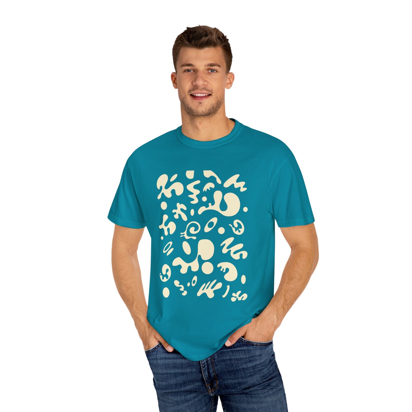 Pure Imagination Unisex Garment-Dyed T-Shirt (Cool Neutrals) - Blank Page White Print