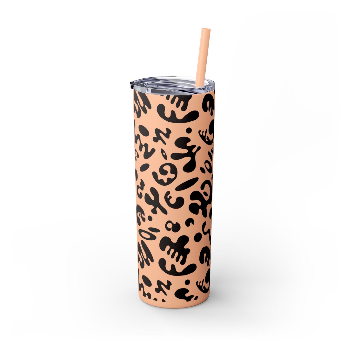 Mirror Work Skinny Color Tumbler w Straw - Smoke Signal Black Print